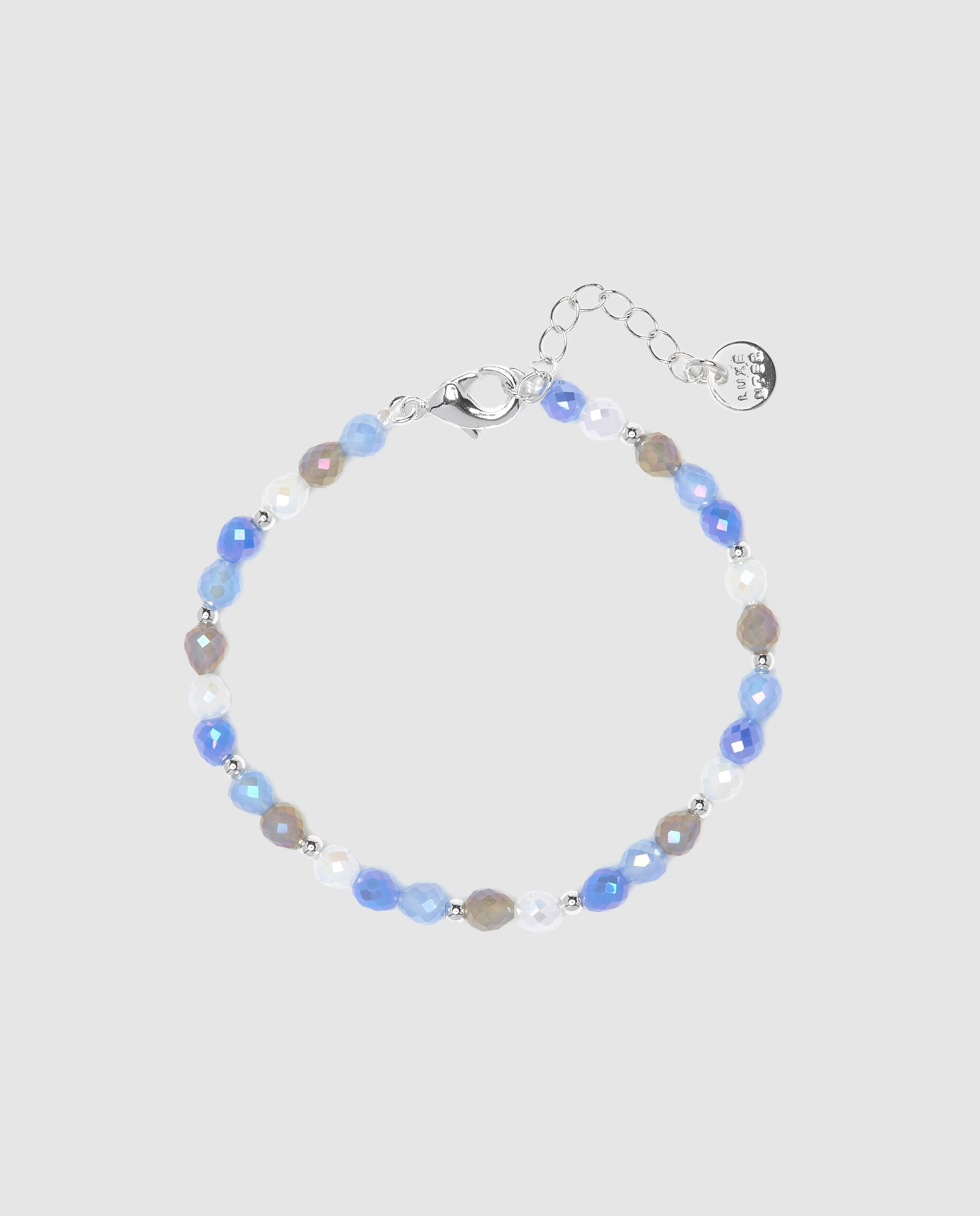 Pulseira de Corrente África Acabada em Ródio com Cristal Azul Azul / Cinzento-3