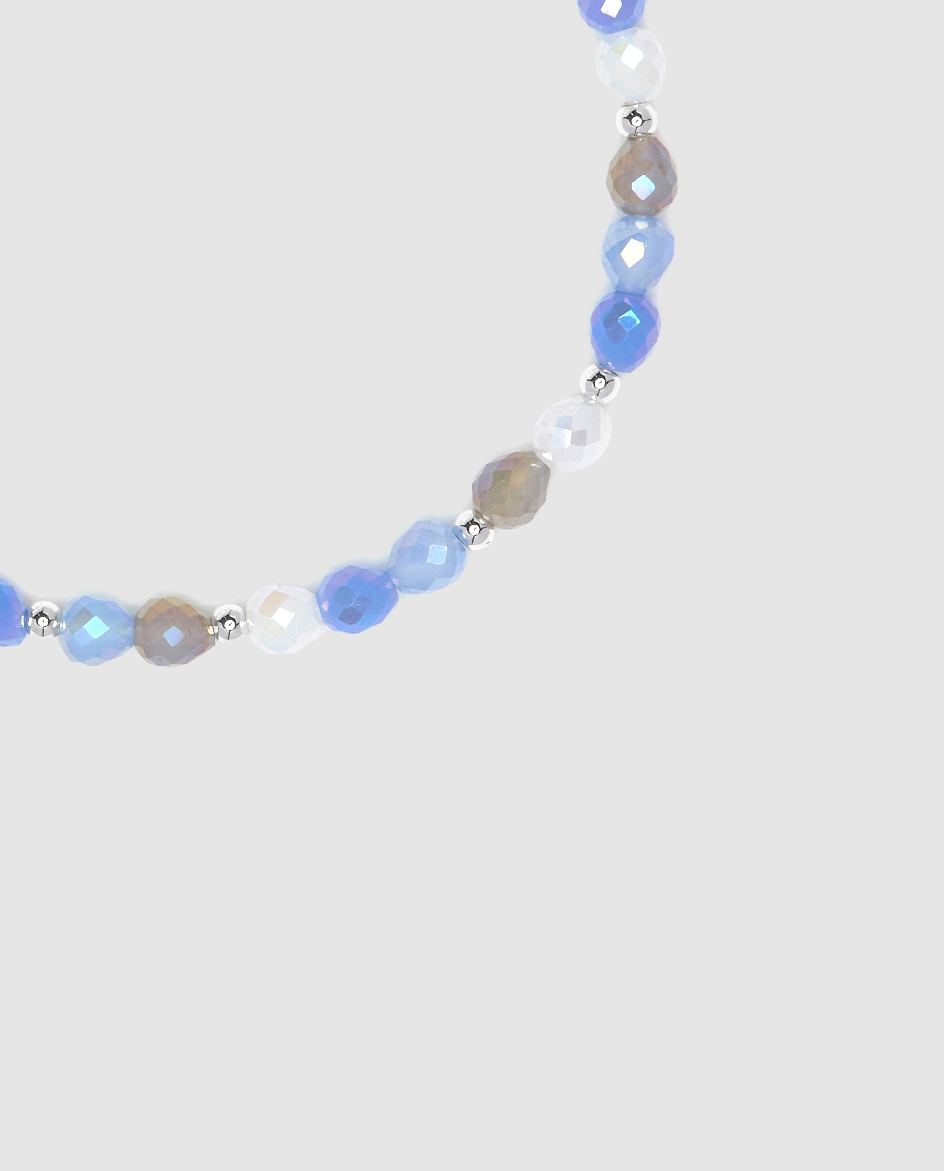 Pulseira de Corrente África Acabada em Ródio com Cristal Azul Azul / Cinzento-6