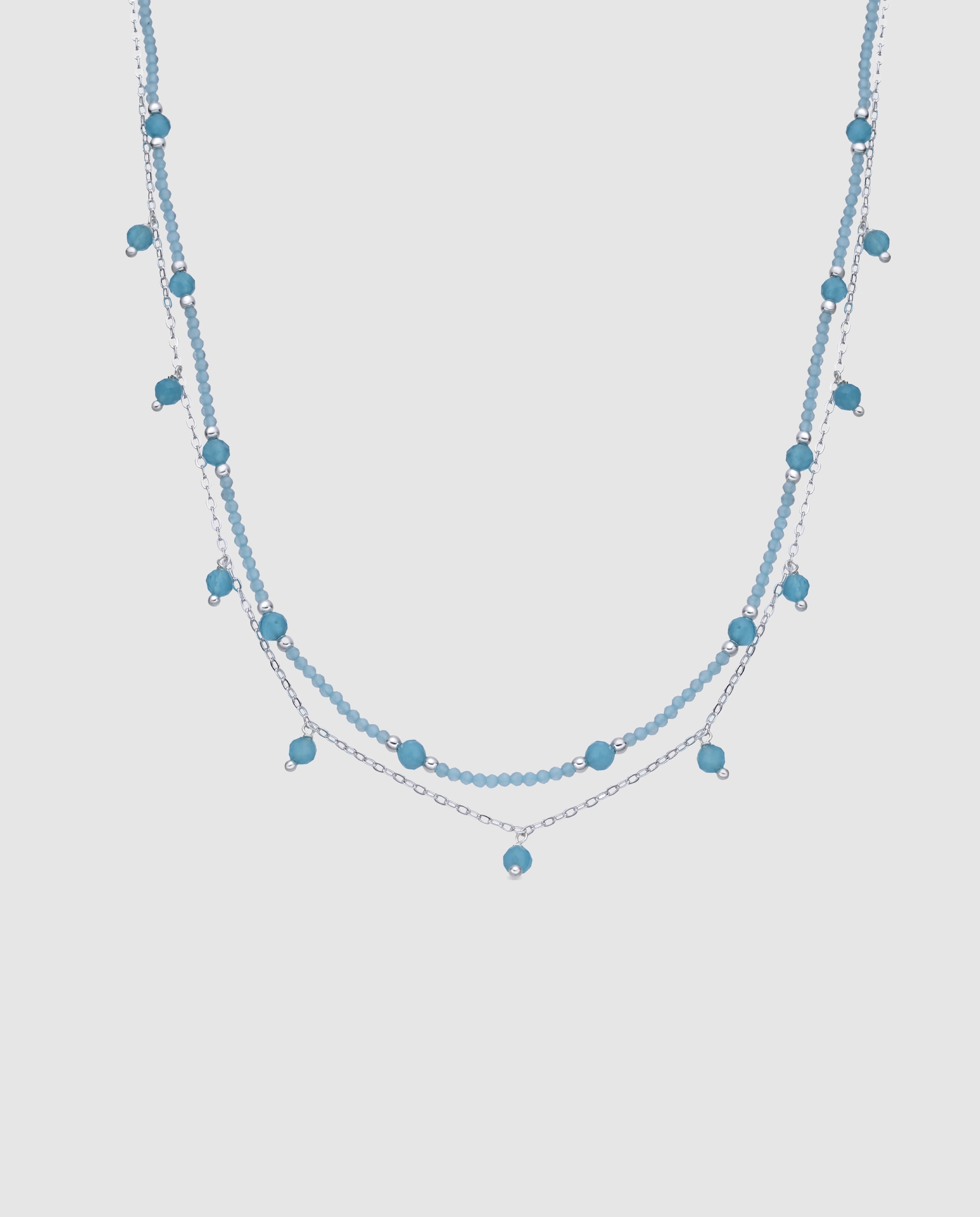 Colar África com Acabamento em Ródio e Cristal Azul Azul-1
