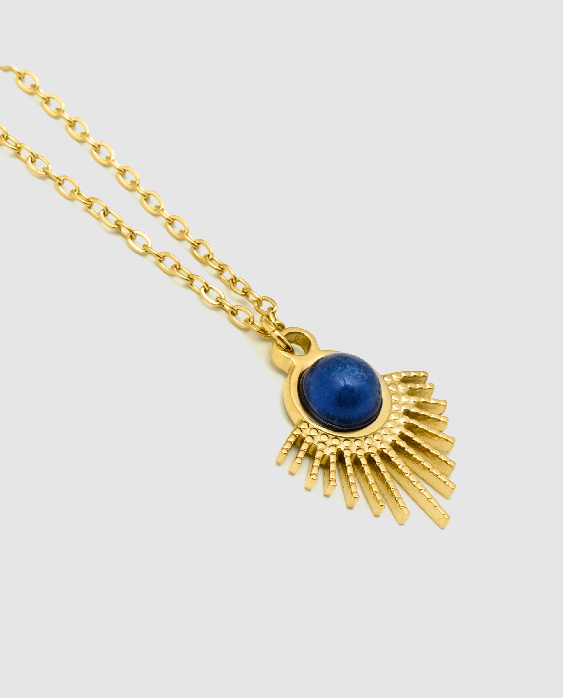 Corrente África de Aço com Acabamento em Ouro Amarelo de 18 Quilates com Lápis-lazúli Natural Ouro-6