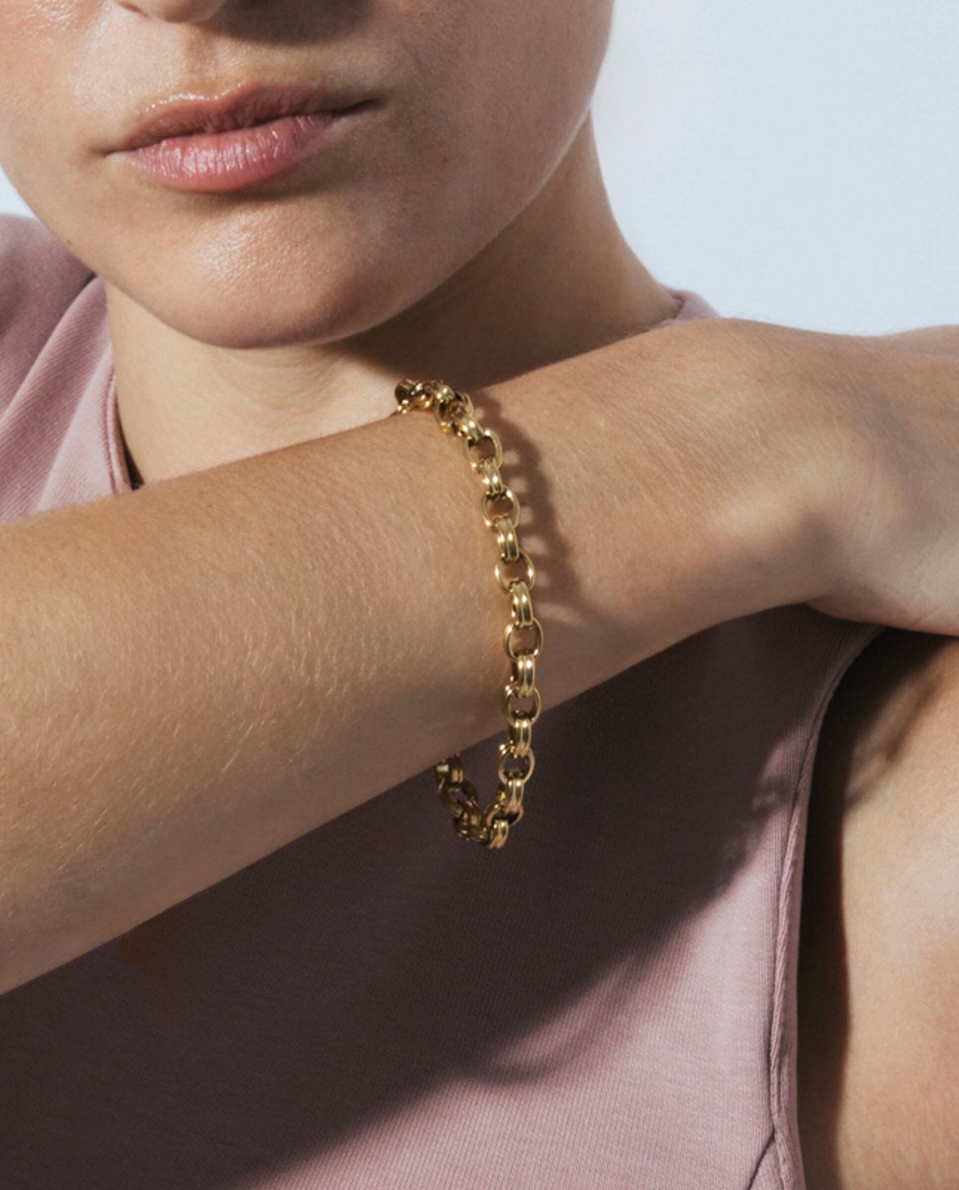 Pulseira de Corrente África de Aço Acabada em Ouro Amarelo de 18 Quilates Ouro-4