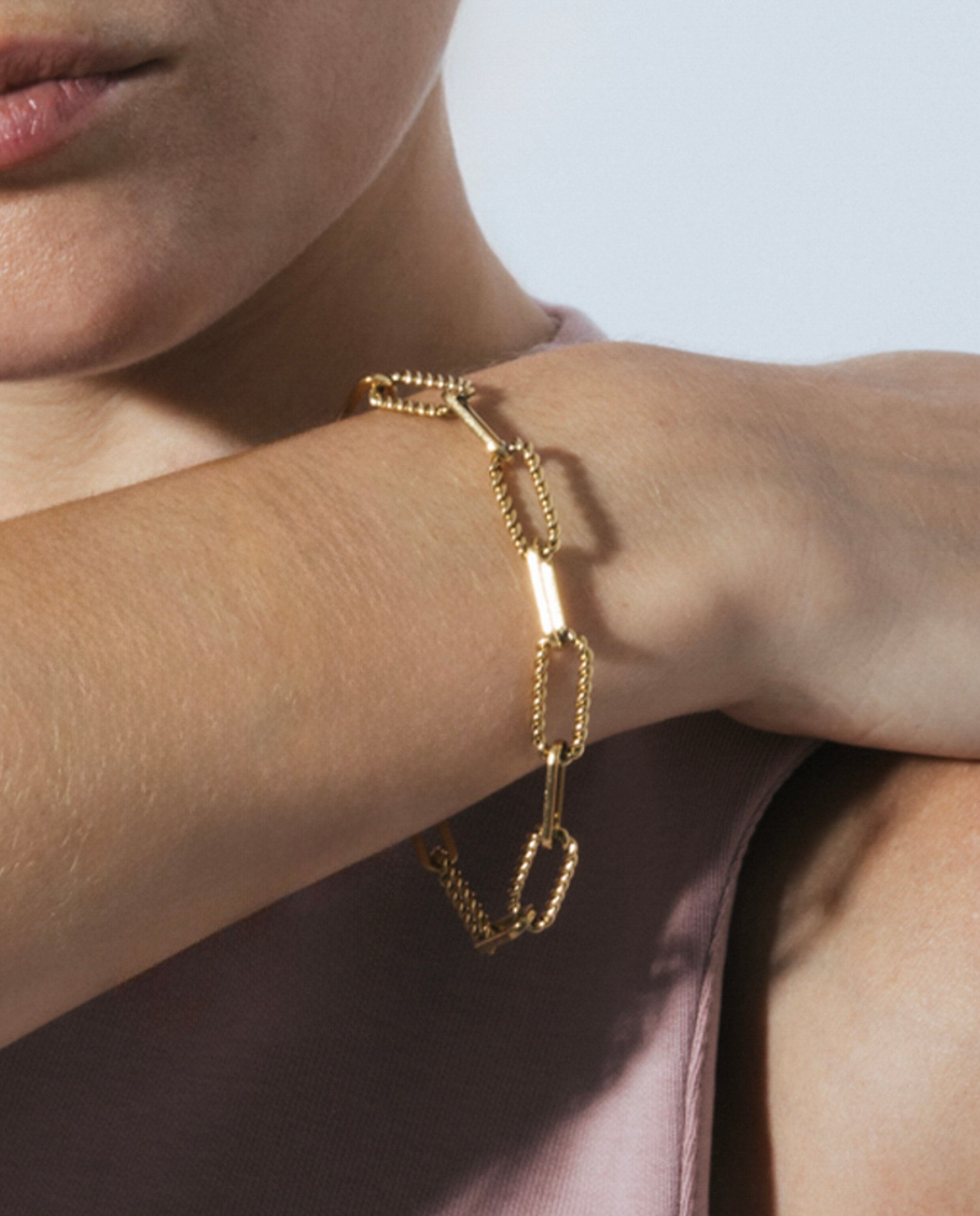 Pulseira de Corrente África de Aço Acabada em Ouro Amarelo de 18 Quilates Amarelo-4