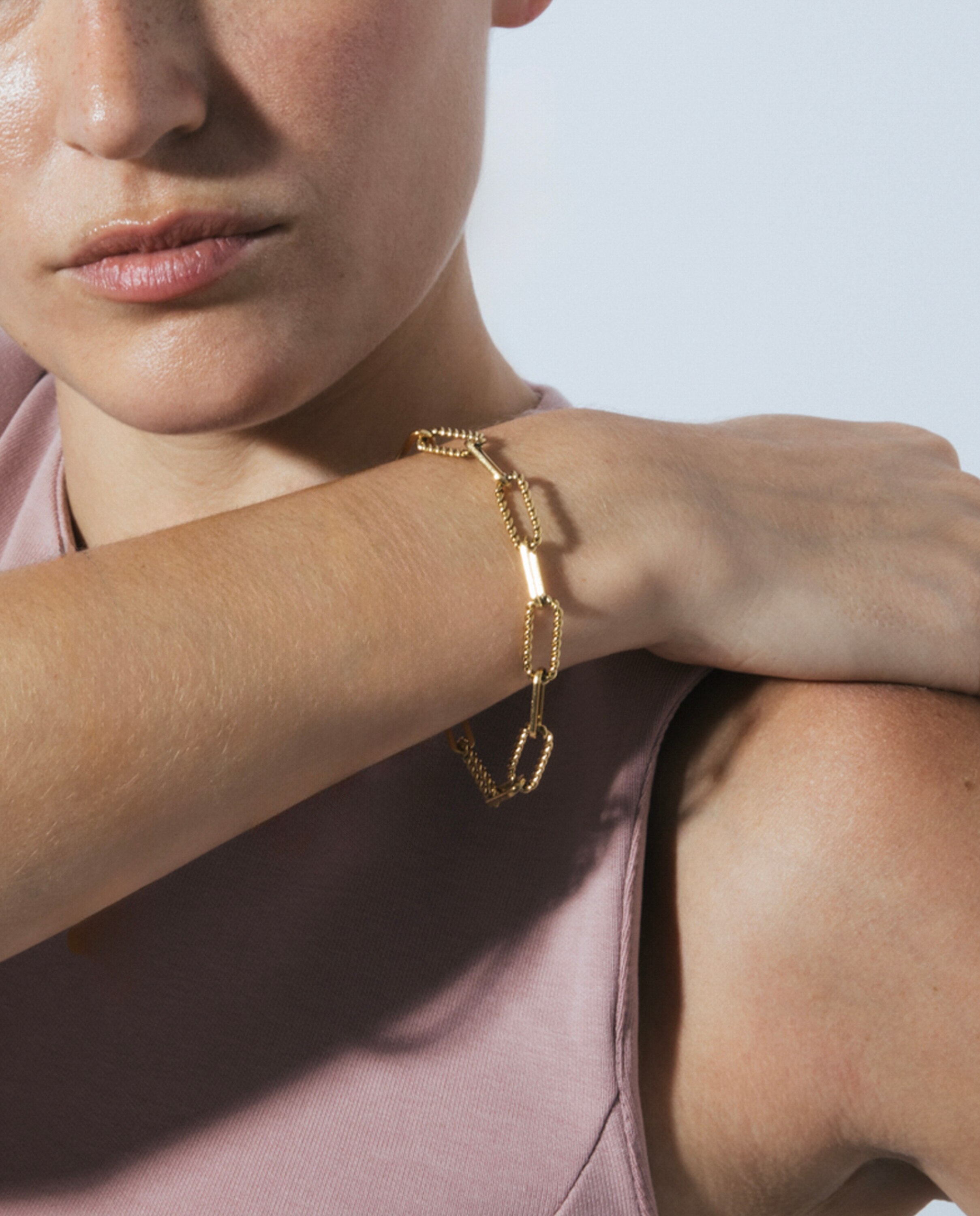 Pulseira de Corrente África de Aço Acabada em Ouro Amarelo de 18 Quilates Amarelo-5