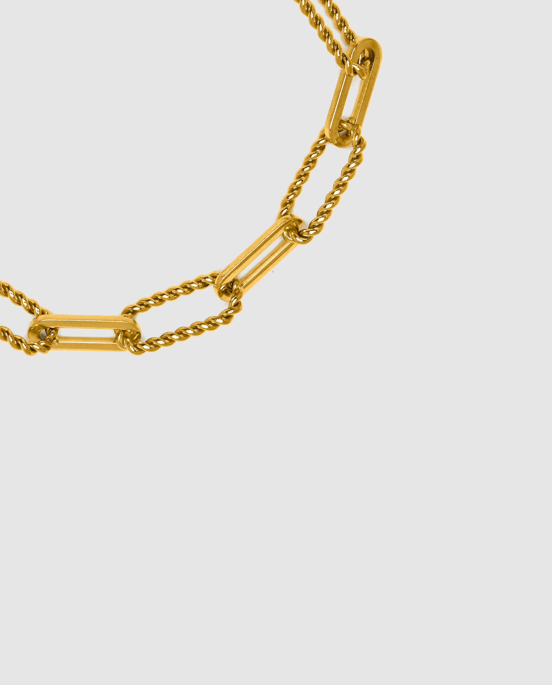 Pulseira de Corrente África de Aço Acabada em Ouro Amarelo de 18 Quilates Amarelo-6