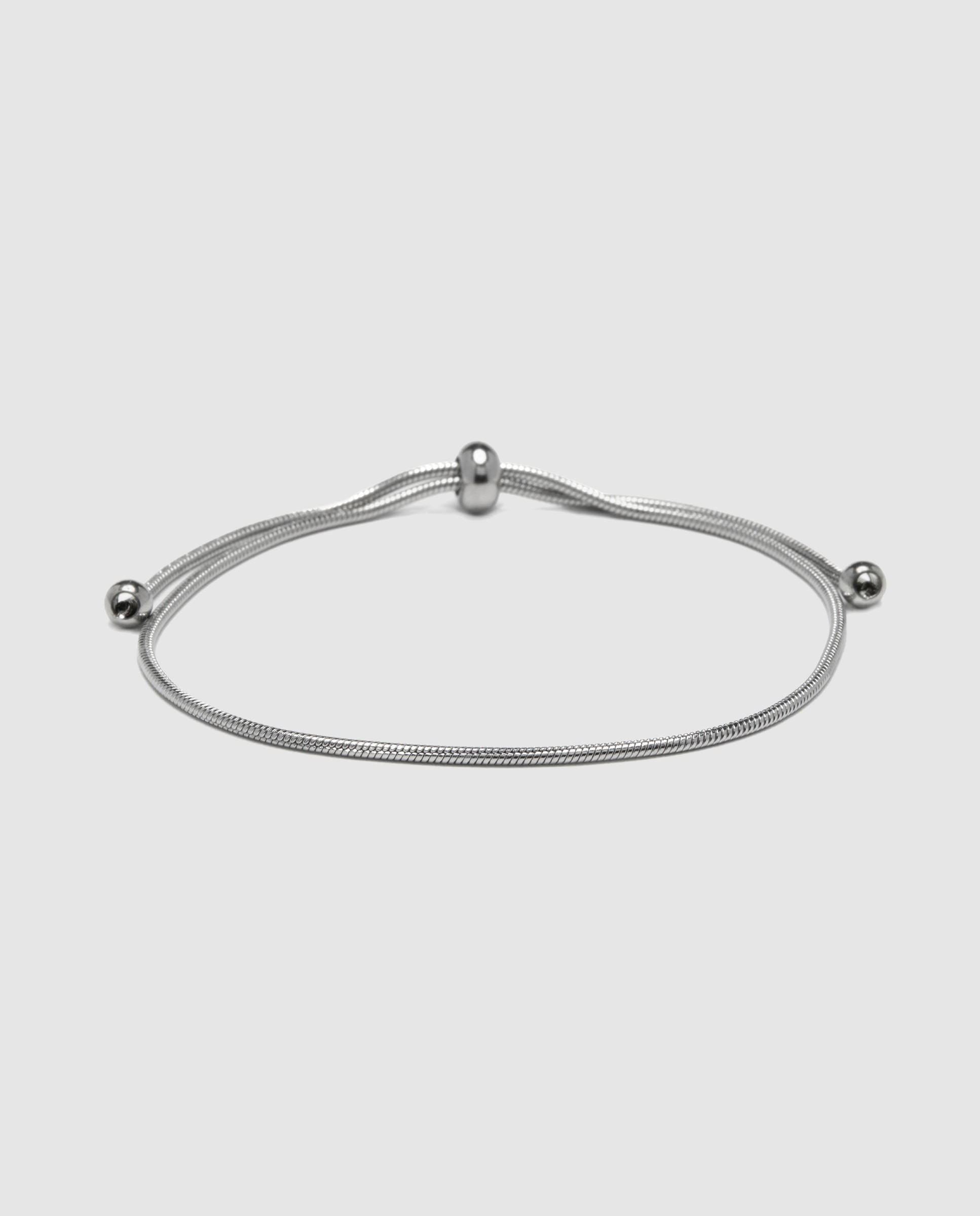Pulseira de Corrente África de Aço Acabada em Ródio Prata-1