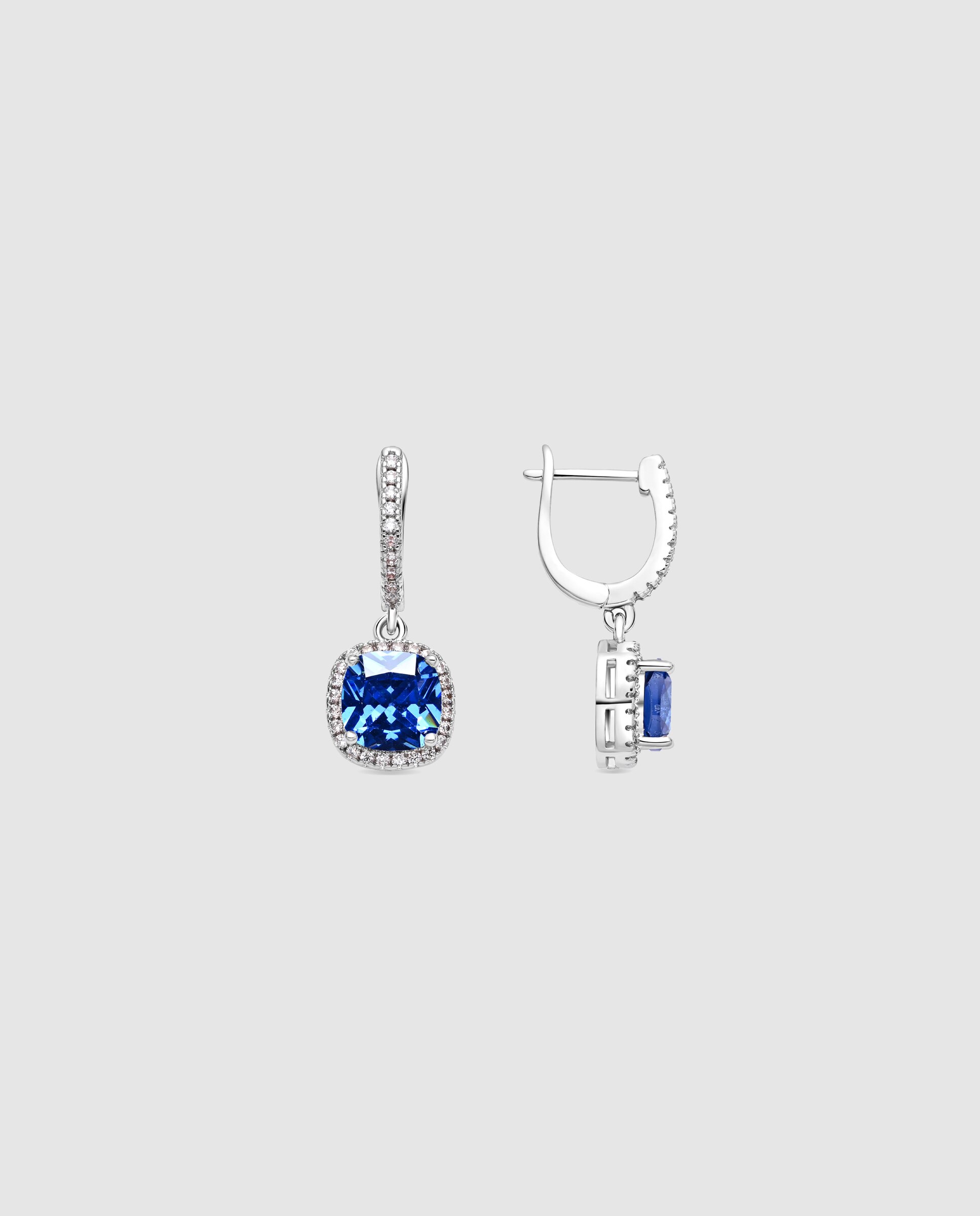 Brincos África com Acabamentos em Ródio e Zirconita Tanzanite Azul-1