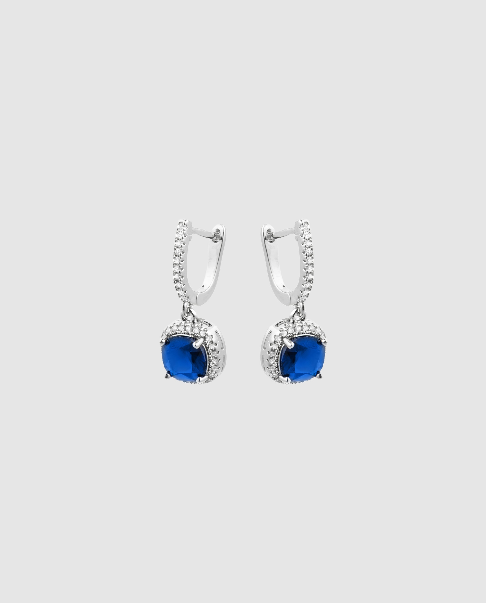 Brincos África com Acabamentos em Ródio e Zirconita Tanzanite Azul-3