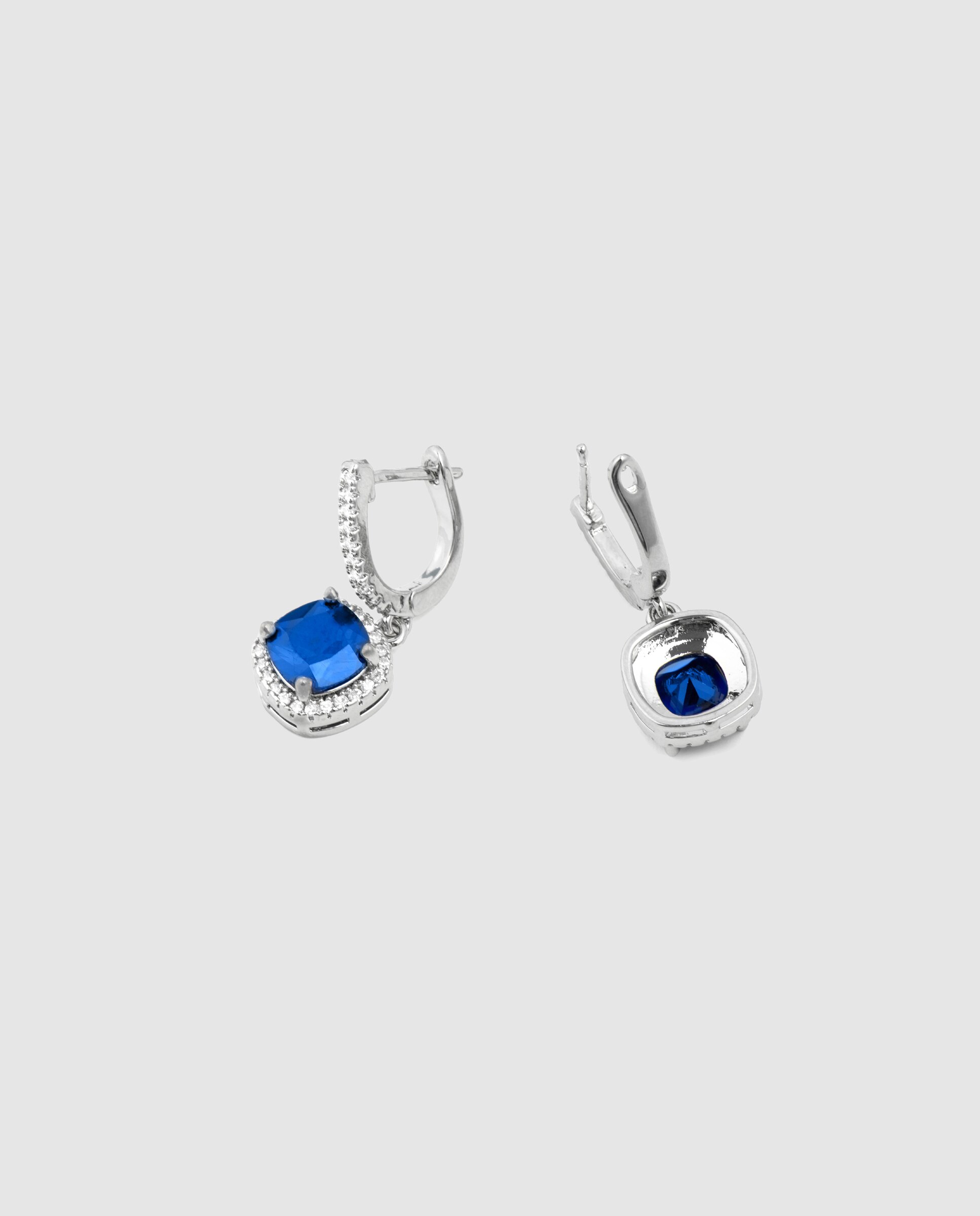 Brincos África com Acabamentos em Ródio e Zirconita Tanzanite Azul-6