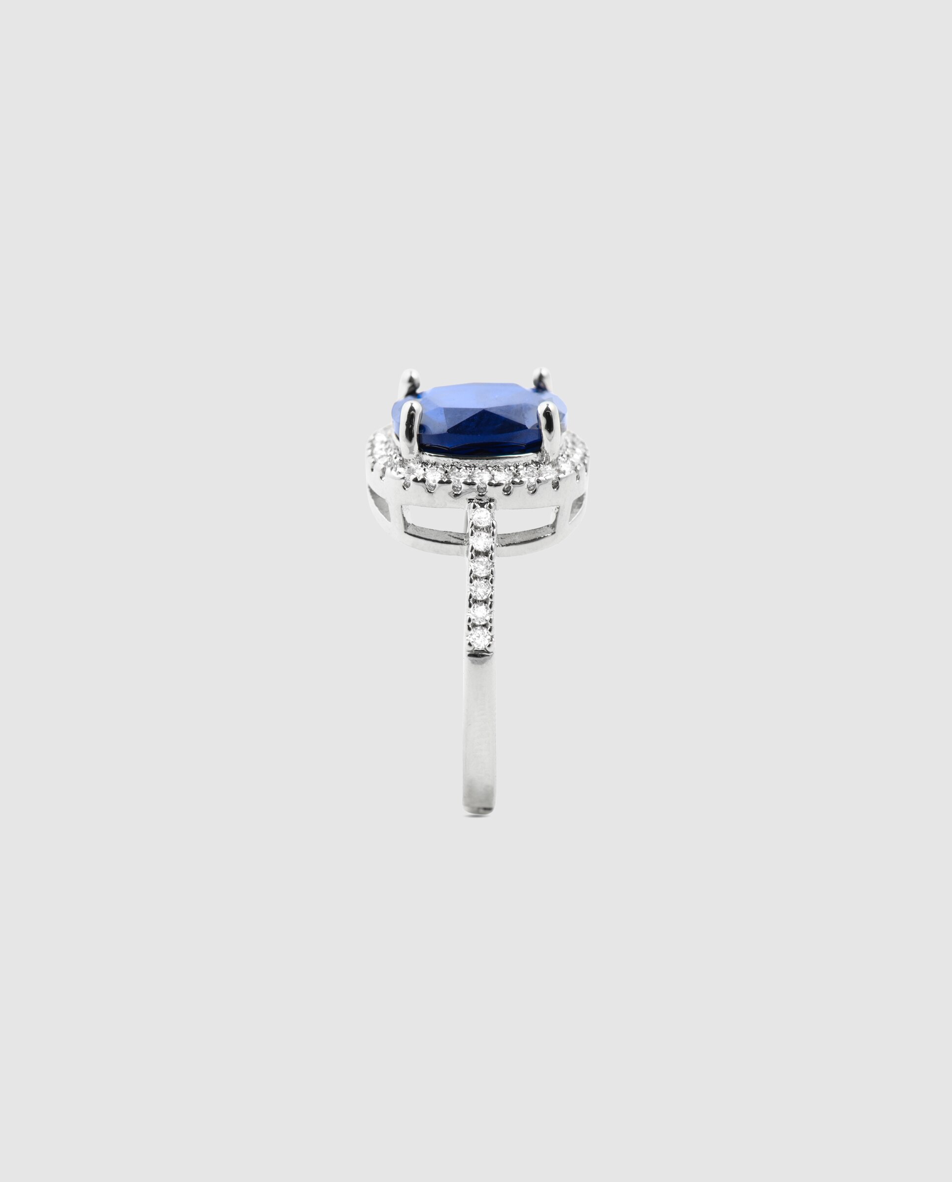 Anel África com Acabamento em Ródio e Zirconita Tanzanita Azul / Branco-3