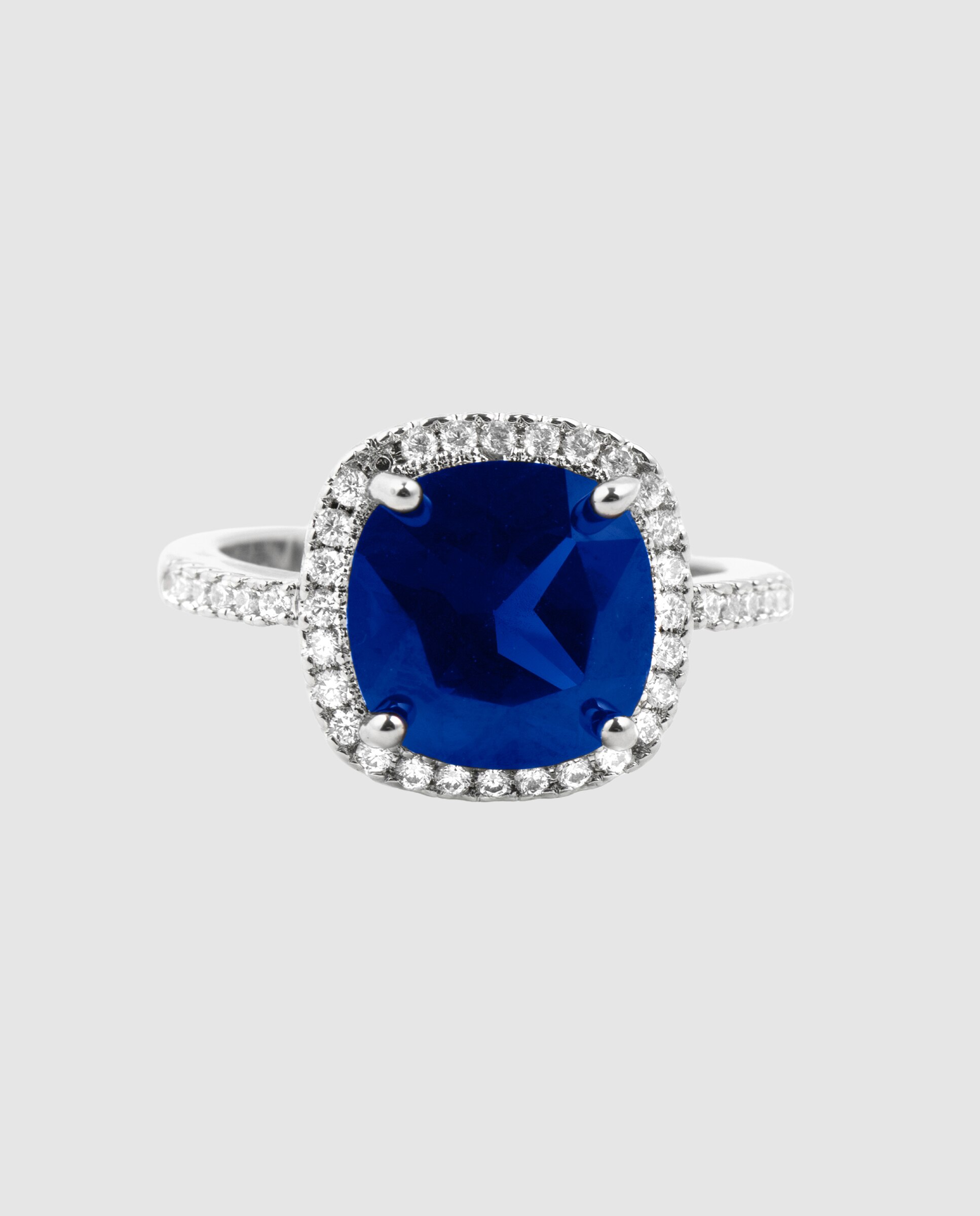 Anel África com Acabamento em Ródio e Zirconita Tanzanita Azul / Branco-6