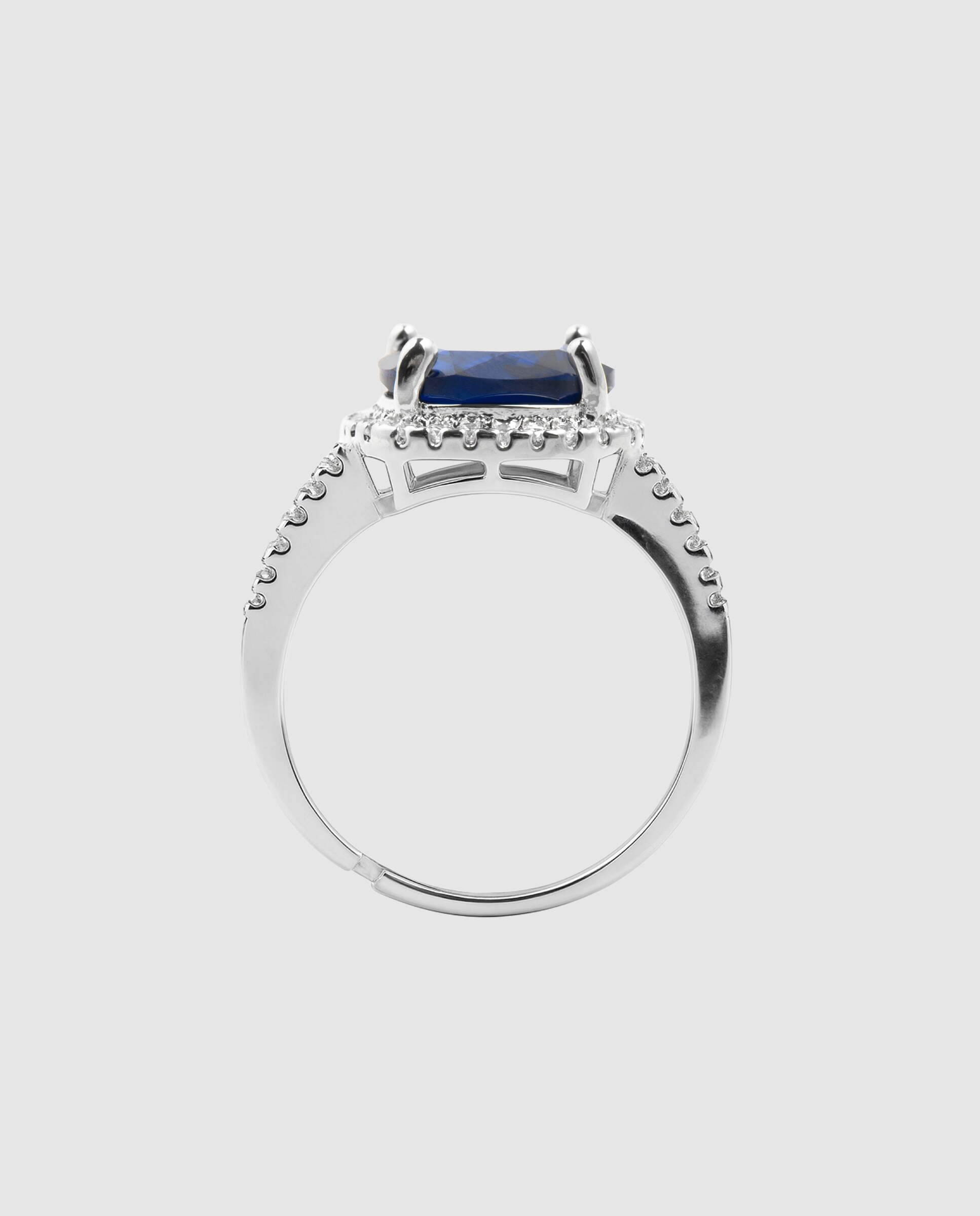 Anel África com Acabamento em Ródio e Zirconita Tanzanita Azul / Branco-7
