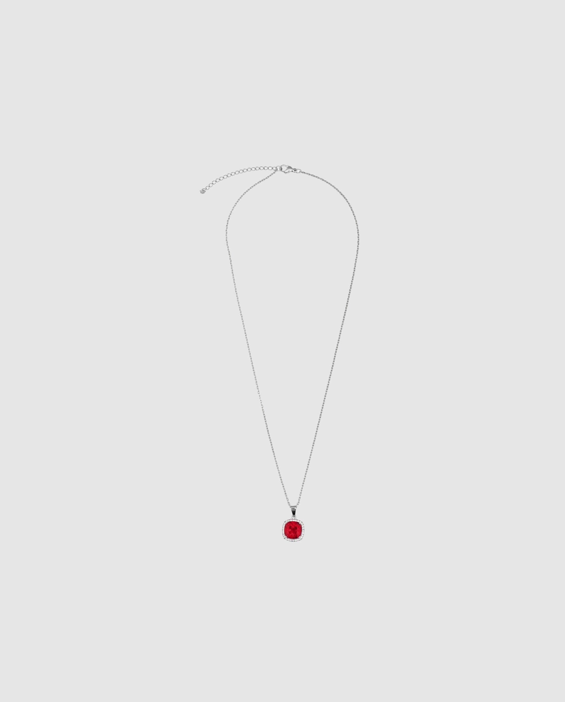 Corrente com Pendentes África Acabada em Ródio com Zirconita Rubi Prata / Vermelho-2