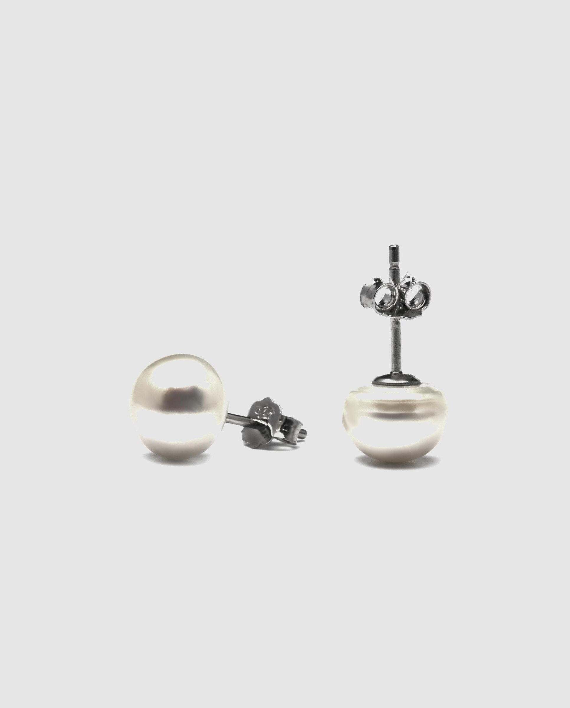 Brincos Essential de Prata de Lei 925 com Acabamento em Ródio e Pérola Branca Branco-6