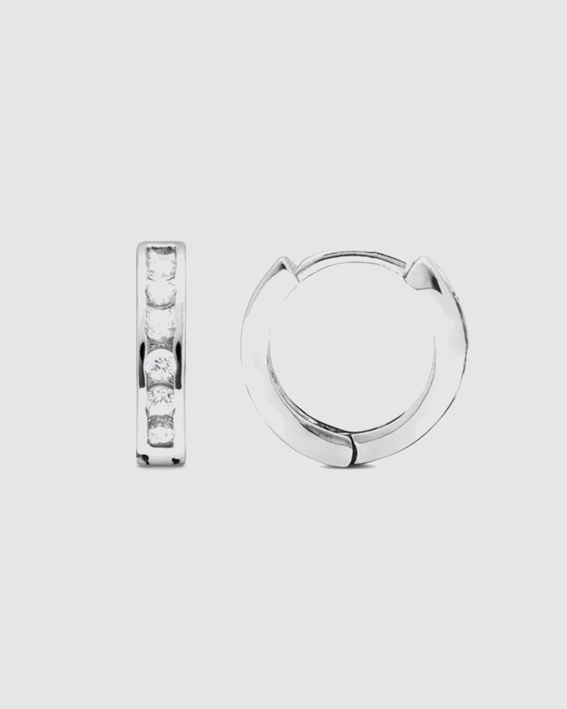 Brincos de Argola Momentos para Brilhar de Prata de Lei 925 com Acabamento em Ródio e Zirconita Brilhante Prata-1