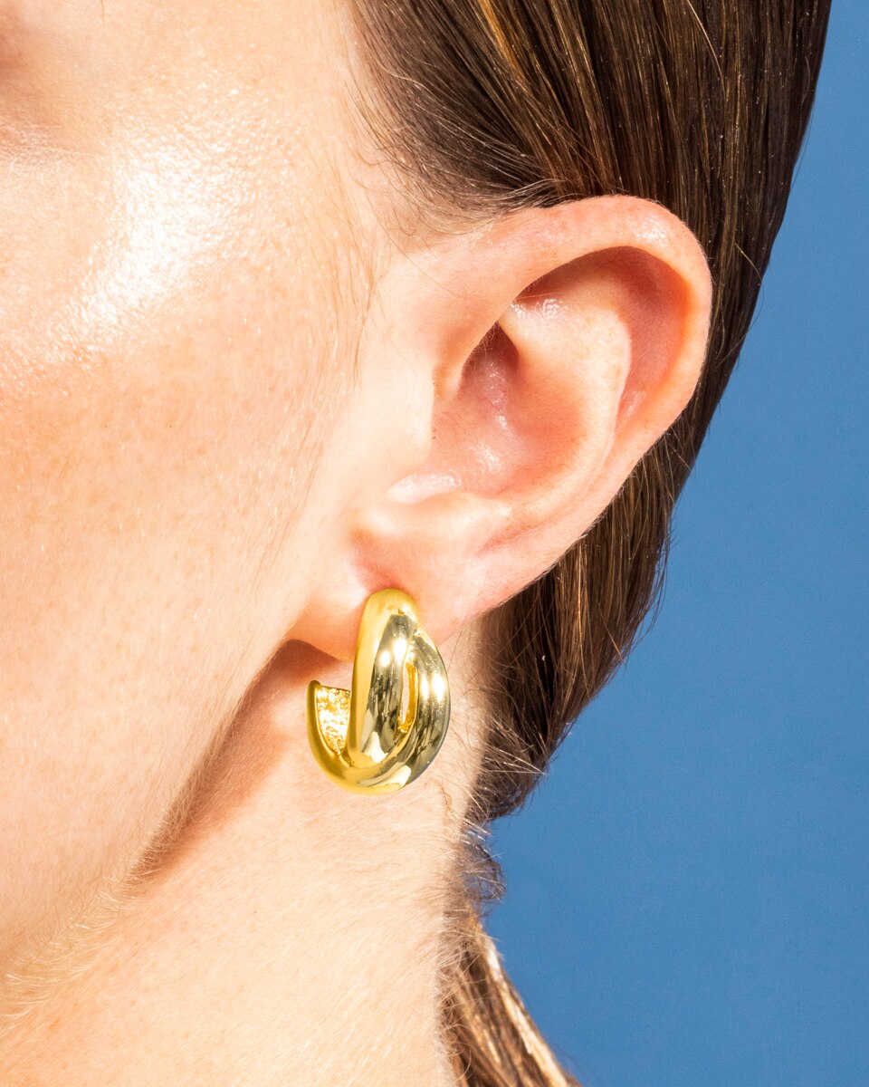 Brincos de Argola Basic Acabados em Ouro Amarelo de 18 Quilates Ouro-3