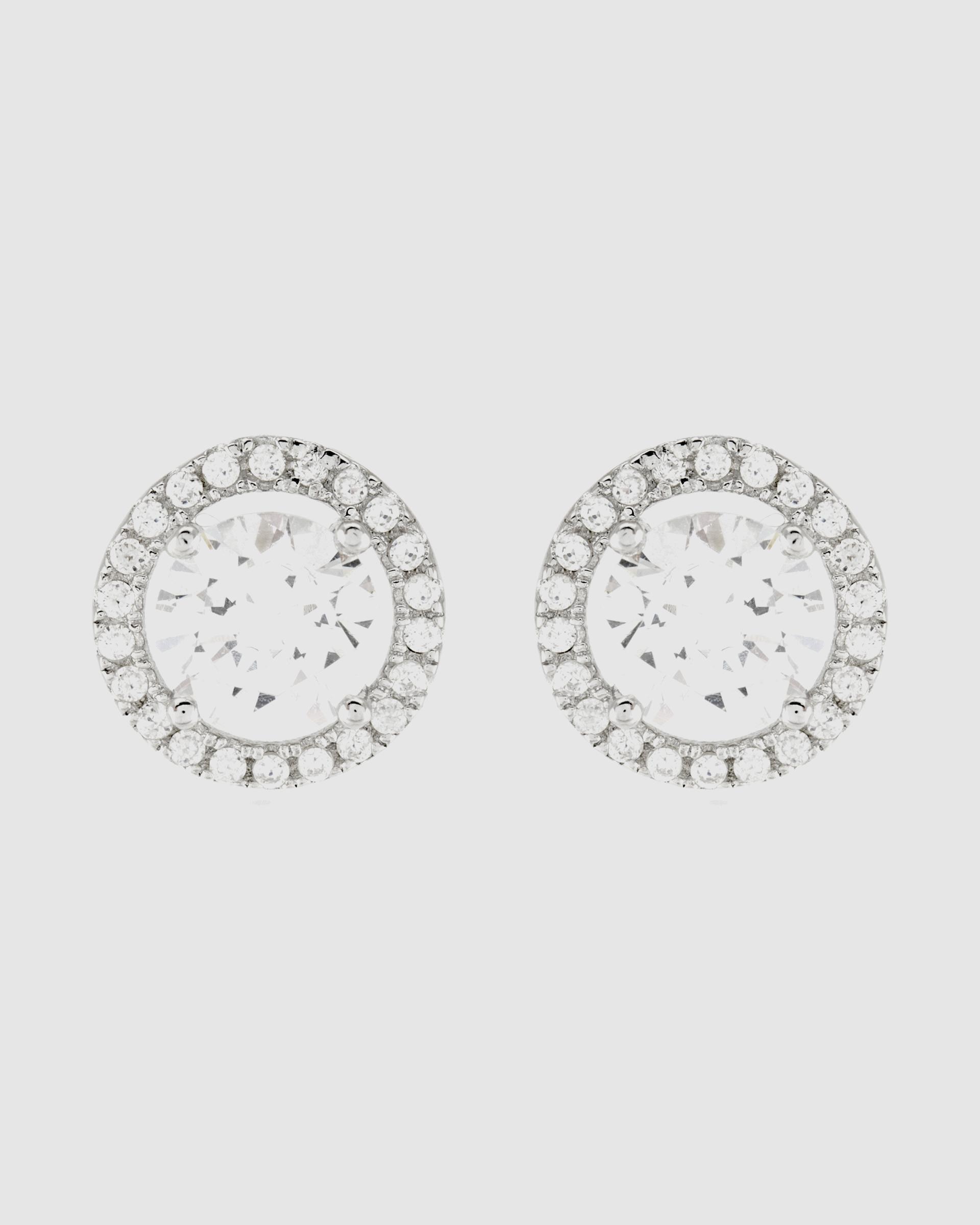 Brincos Essential de Prata de Lei 925 com Acabamento em Ródio e Zirconita Brilhante Prata brilhante / Transparente-1