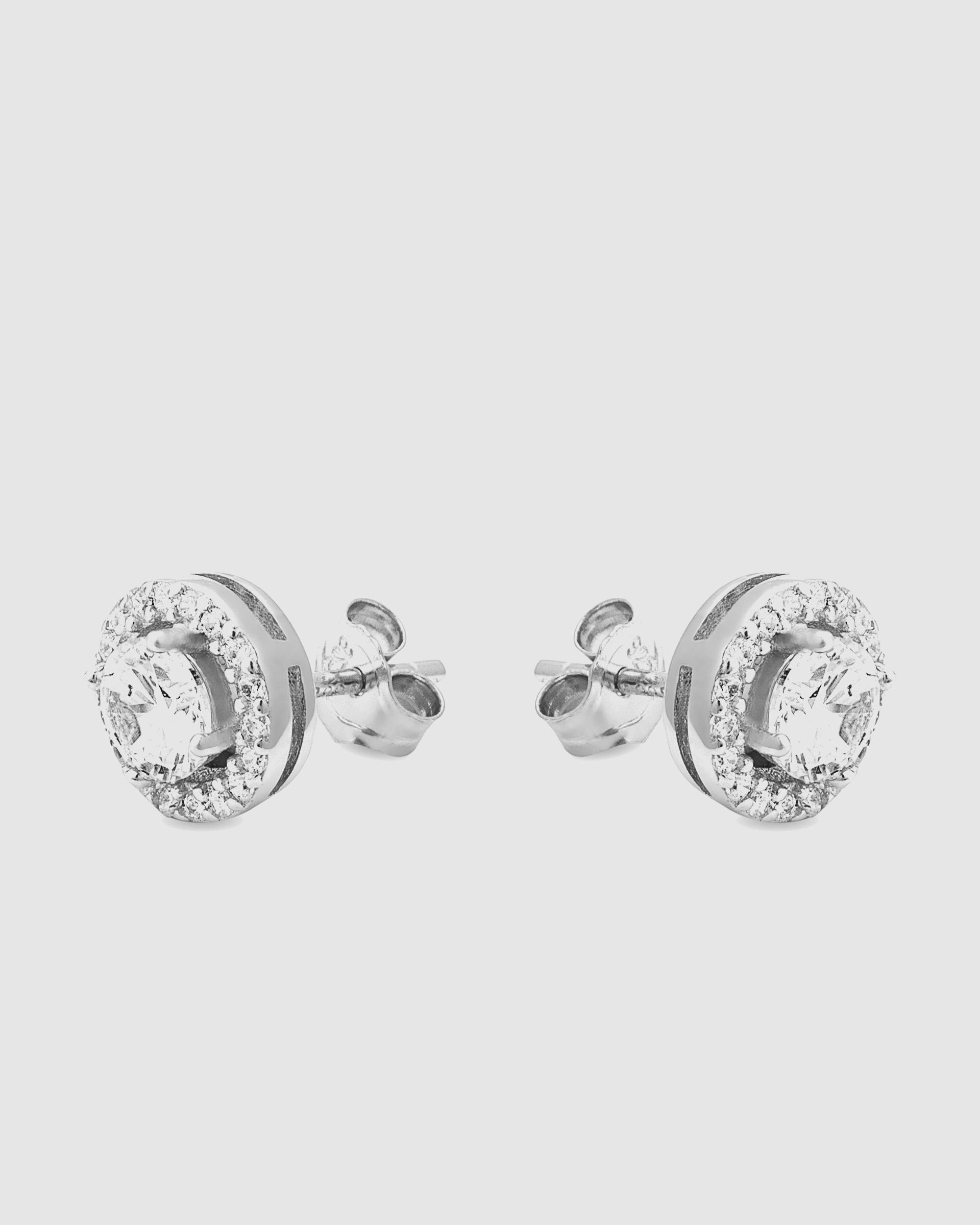 Brincos Essential de Prata de Lei 925 com Acabamento em Ródio e Zirconita Brilhante Prata brilhante / Transparente-3