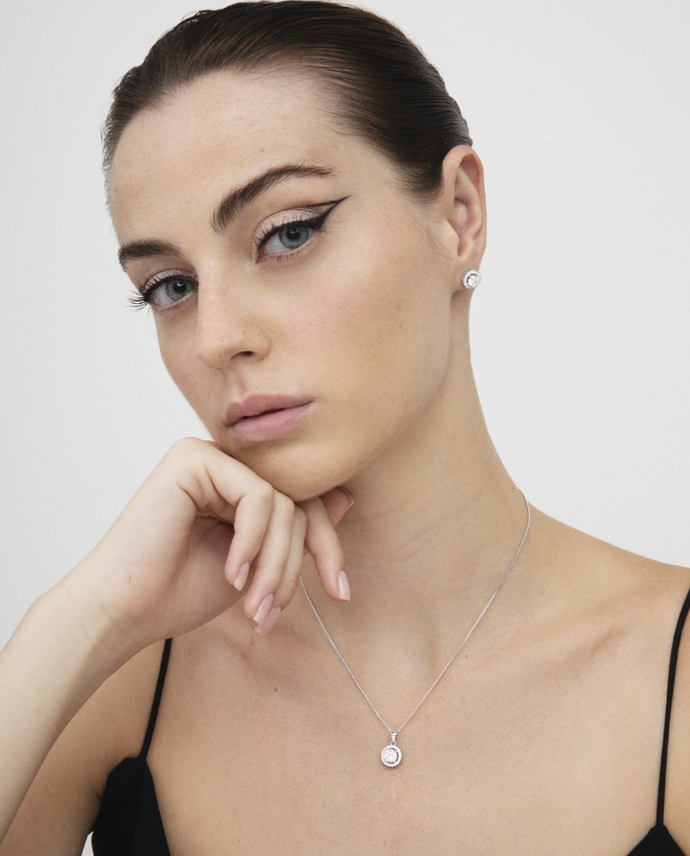 Brincos Essential de Prata de Lei 925 com Acabamento em Ródio e Zirconita Brilhante Prata brilhante / Transparente-5