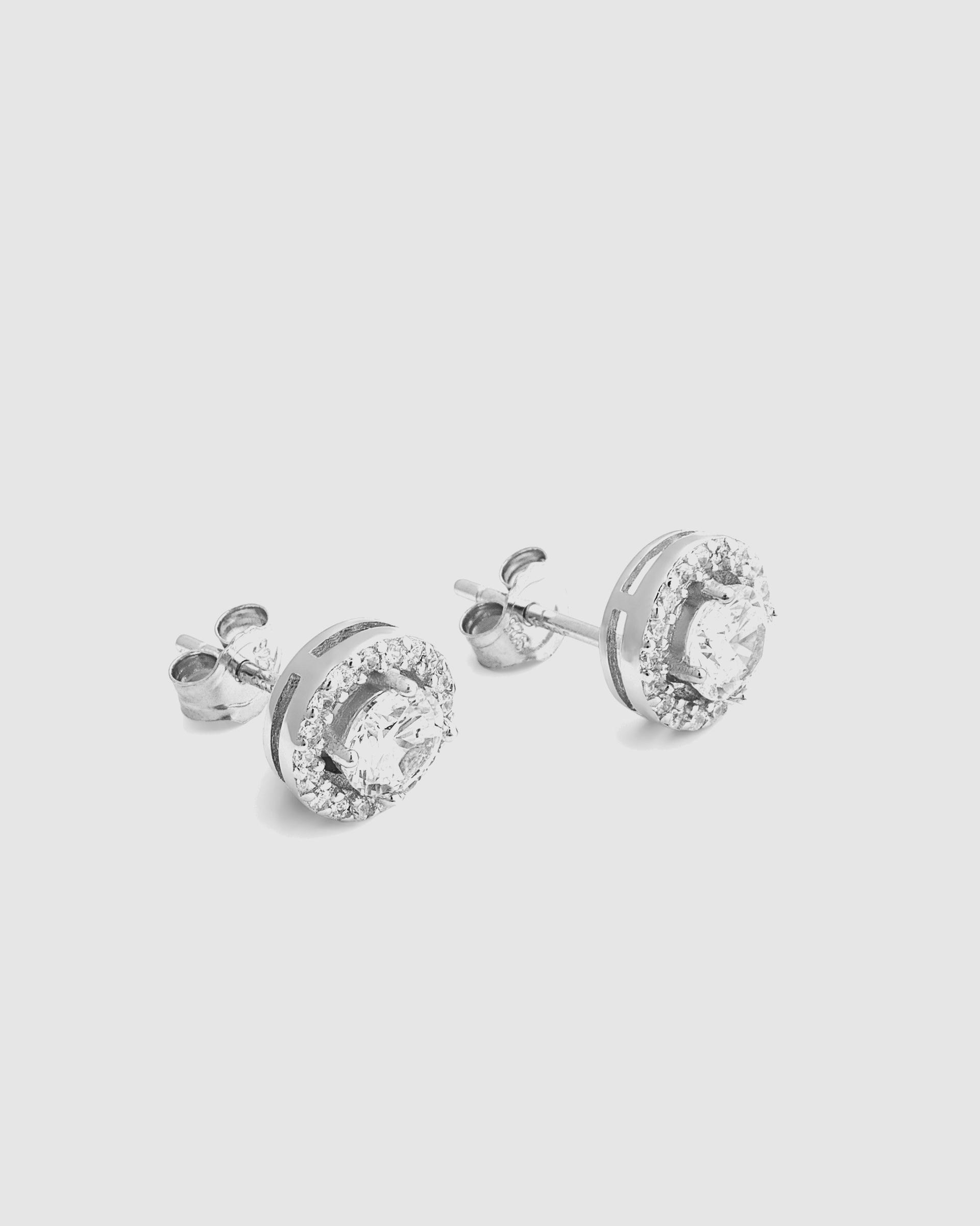 Brincos Essential de Prata de Lei 925 com Acabamento em Ródio e Zirconita Brilhante Prata brilhante / Transparente-6