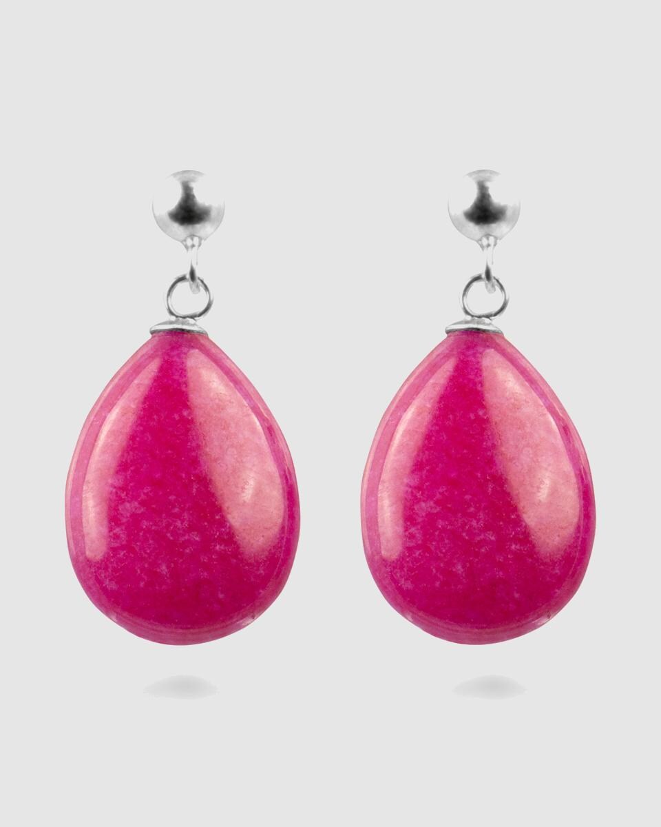 Brincos Africa Moda com acabamento em Ródio e Ágata Rosa Rosa-1