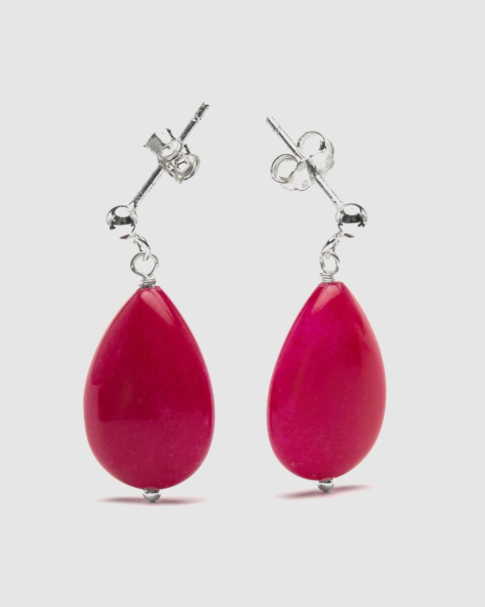 Brincos Africa Moda com acabamento em Ródio e Ágata Rosa Rosa-3
