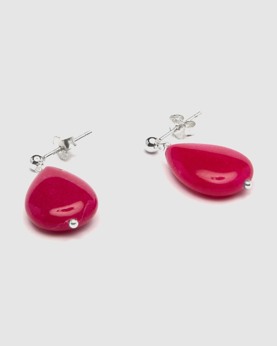 Brincos Africa Moda com acabamento em Ródio e Ágata Rosa Rosa-5