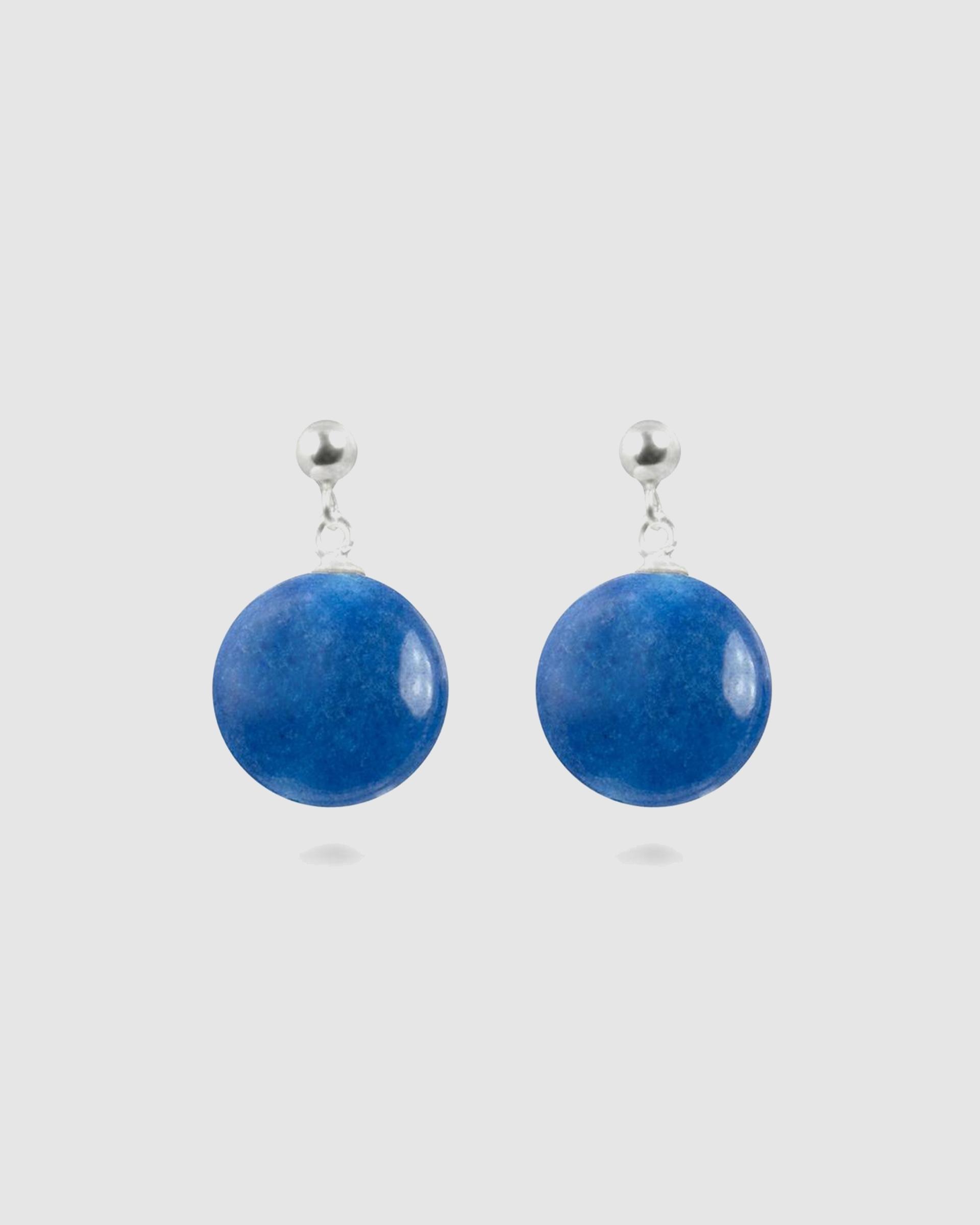 Brincos África Moda de Prata de Lei 925 com Acabamentos em Ródio e Ágata Azul-escuro Azul-escuro-1