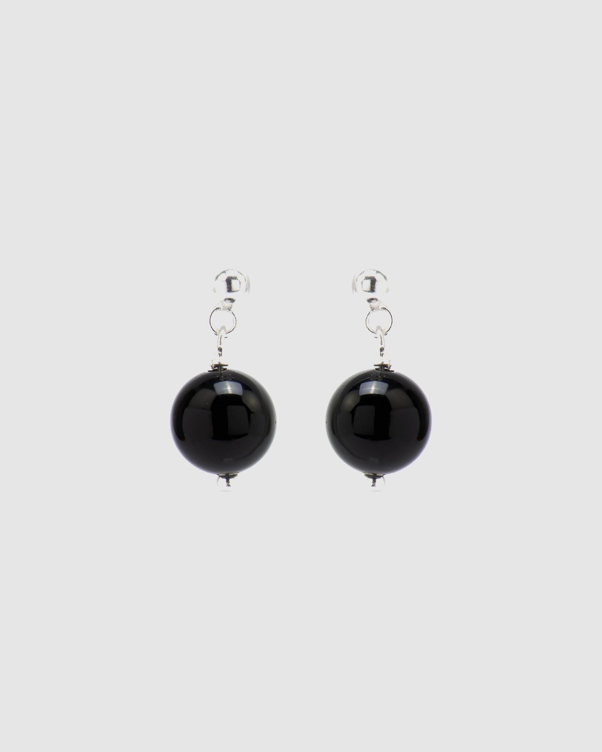 Brincos África Moda de Prata de Lei 925 com Acabamentos em Ródio e Ônix Preto / Prata-1