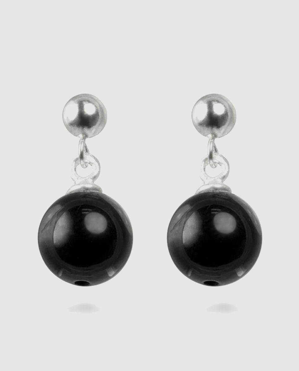 Brincos África Moda de Prata de Lei 925 com Acabamentos em Ródio e Quartzo Hidrotermal Onix Preto / Prata-1
