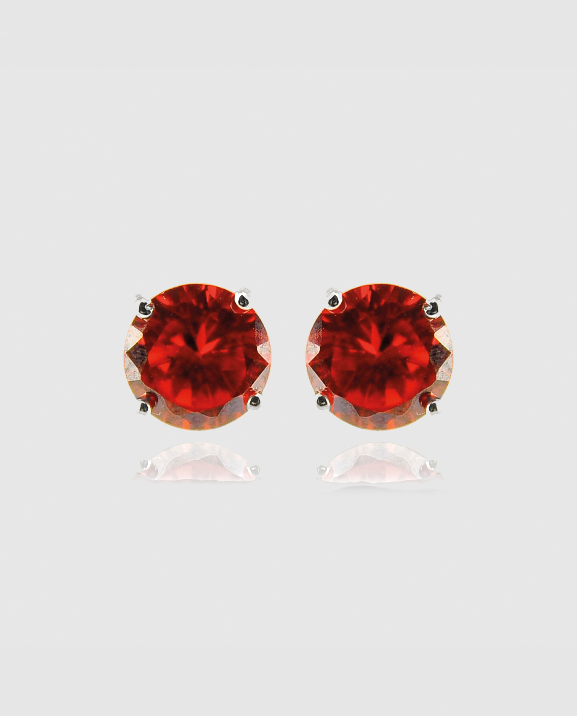 Brincos África Moda de Prata de Lei 925 com Acabamentos em Ródio com Zirconita Rubi Vermelho-1