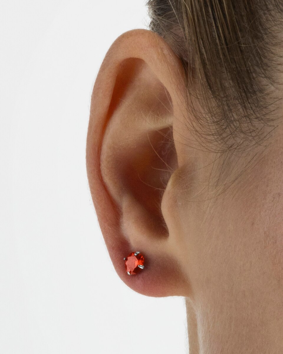 Brincos África Moda de Prata de Lei 925 com Acabamentos em Ródio com Zirconita Rubi Vermelho-3