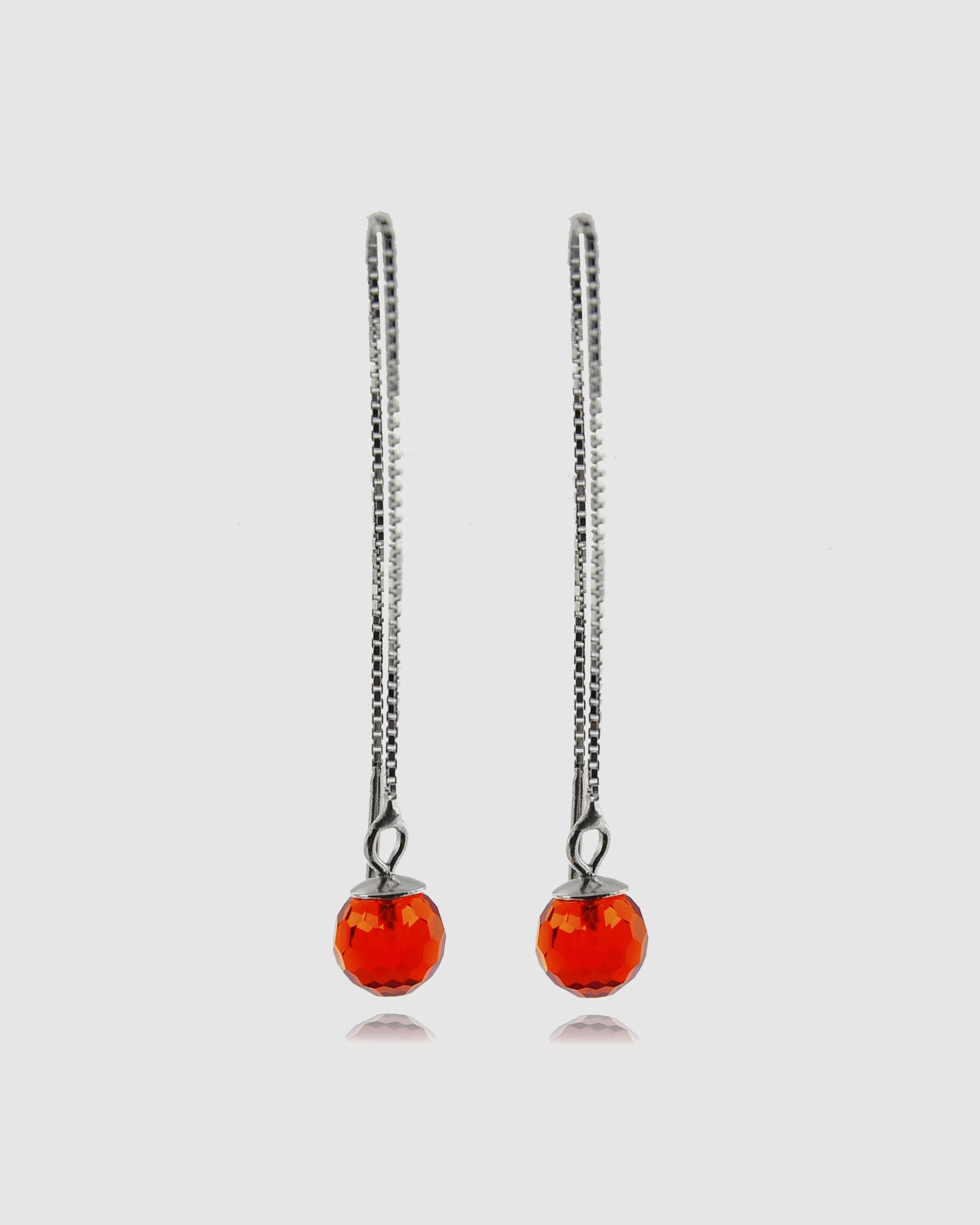 Brincos África Moda de Prata de Lei 925 com Acabamentos em Ródio e Quartzo Hidrotermal Laranja Prata / Laranja / Carbono-1