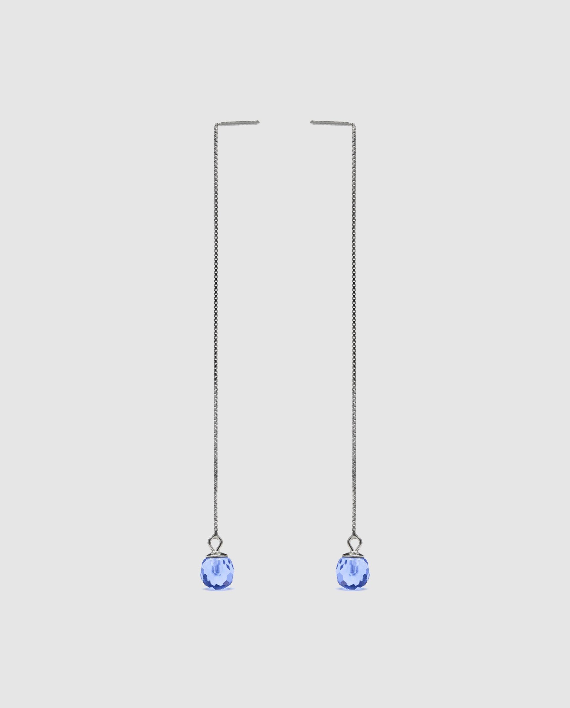 Brincos África Moda de Prata de Lei 925 com Acabamentos em Ródio e Quartzo Hidrotermal Azul Água-marinha Azul-3
