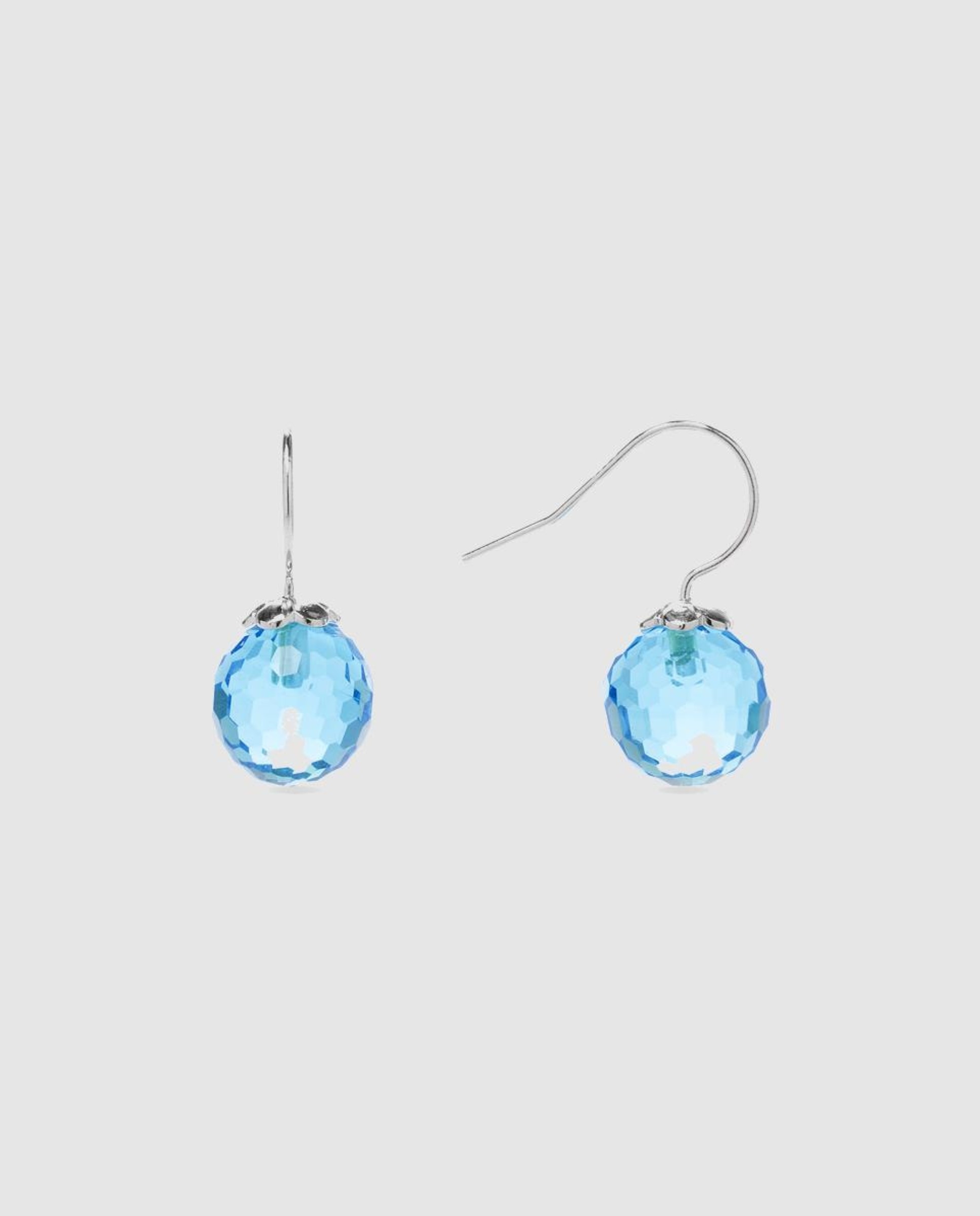 Imagem 0 de Brincos África Moda de Prata de Lei 925 com Acabamentos em Ródio e Quartzo Hidrotermal Azul Água-marinha