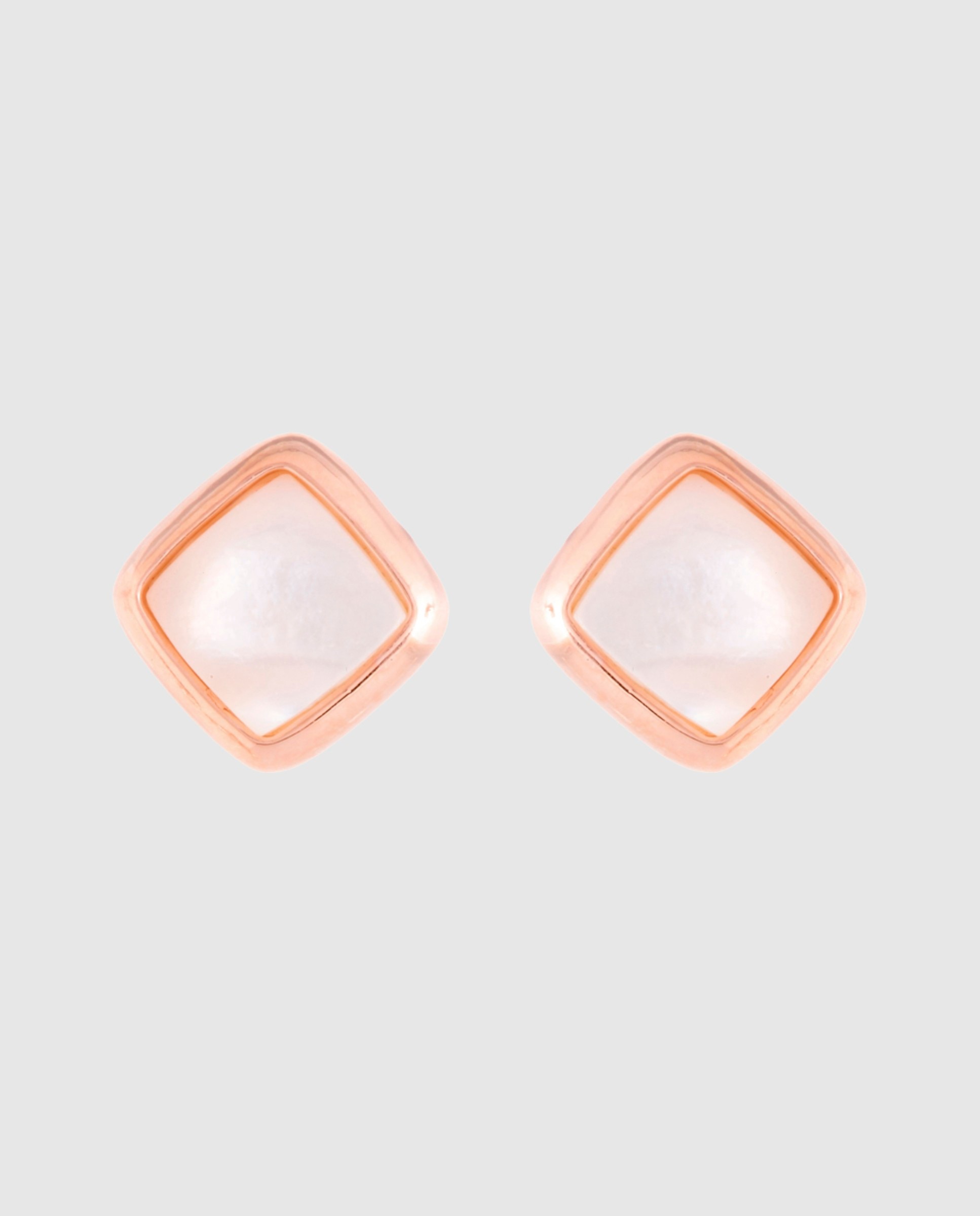 Brincos Basic com Acabamentos em Banho de Ouro Rosa de 18 Quilates com Olho de Gato Rosa-1