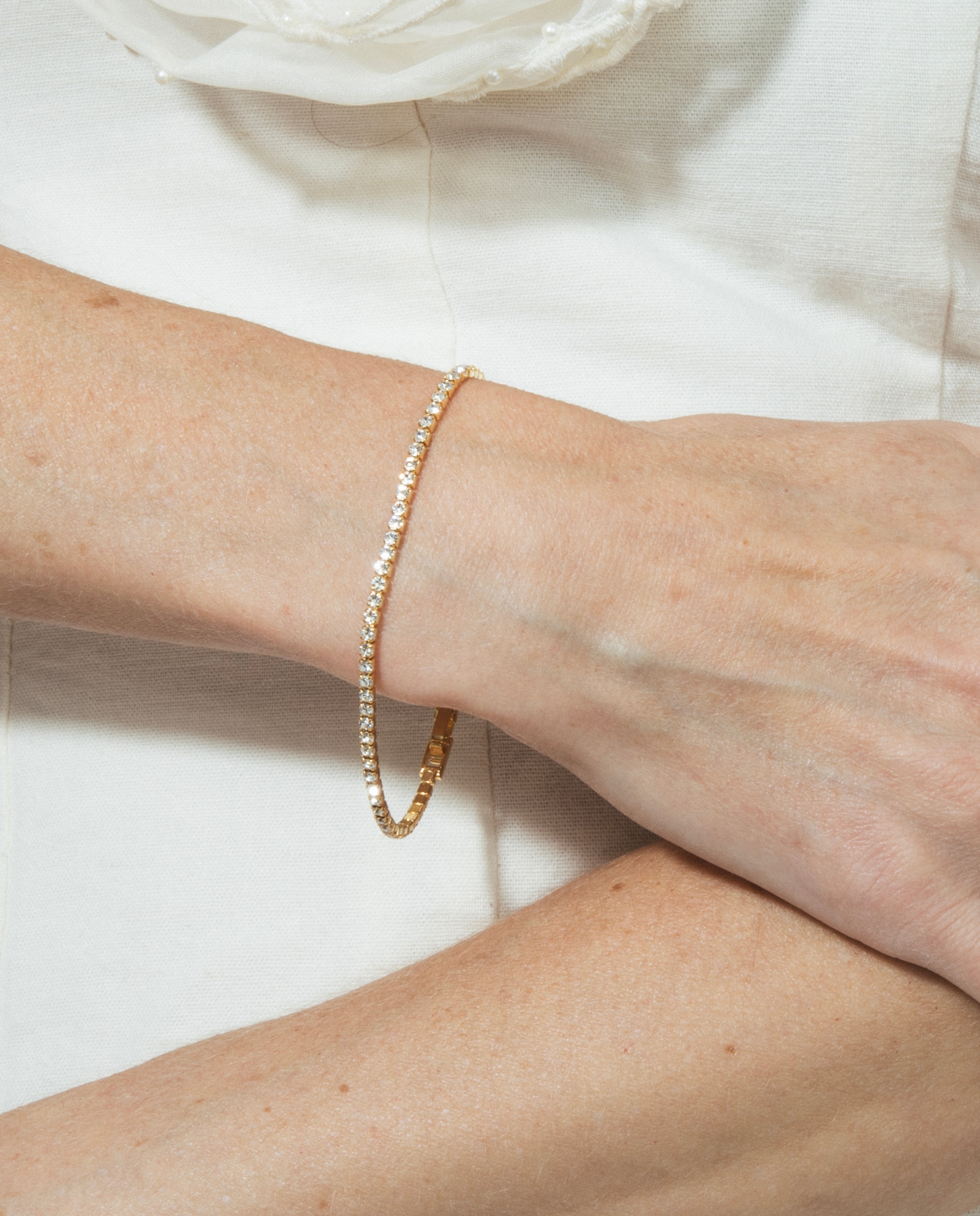 Pulseira Riviere Acabada em Ouro Amarelo de 18 Quilates com Zirconita Brilhante Ouro-3