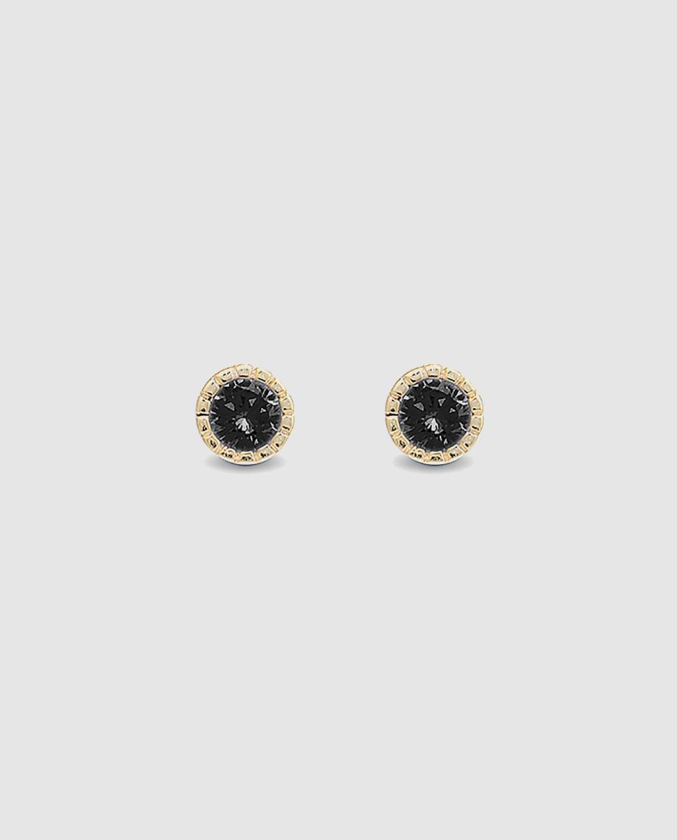 Brincos Happy Gems de Prata de Lei 925 com Acabamento em Ouro de 18 Quilates e Zirconita Ônix Preto-1
