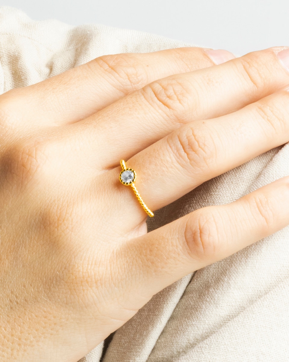 Anel Happy Gems de Prata de Lei 925 com Acabamento em Ouro Amarelo de 18 Quilates com Zirconita Brilhante Ouro-3