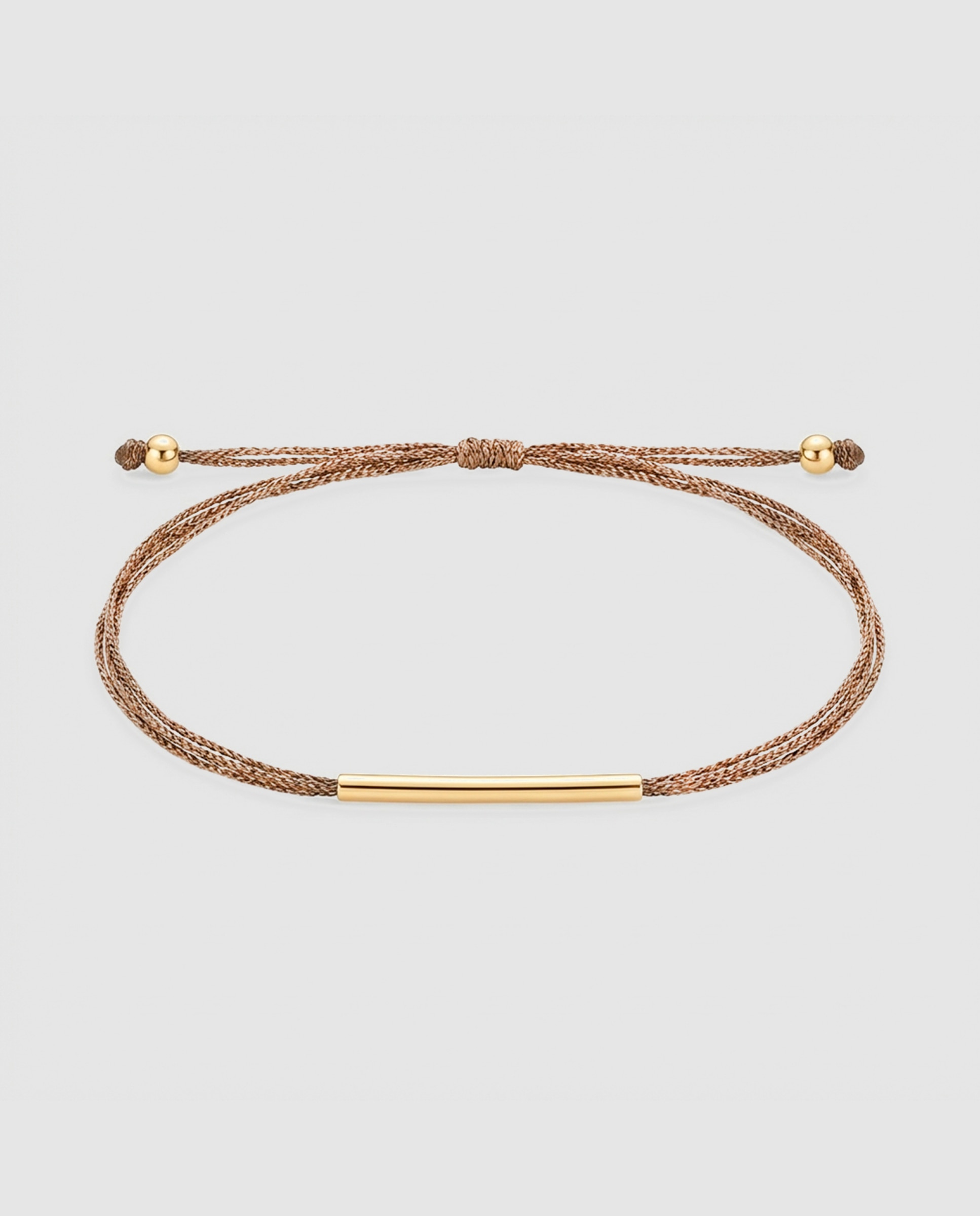 Imagem 0 de Pulseira de Cordão e Fio Tuali com Cordão de Algodão em Castanho com Acabamento em Ouro Amarelo 18k