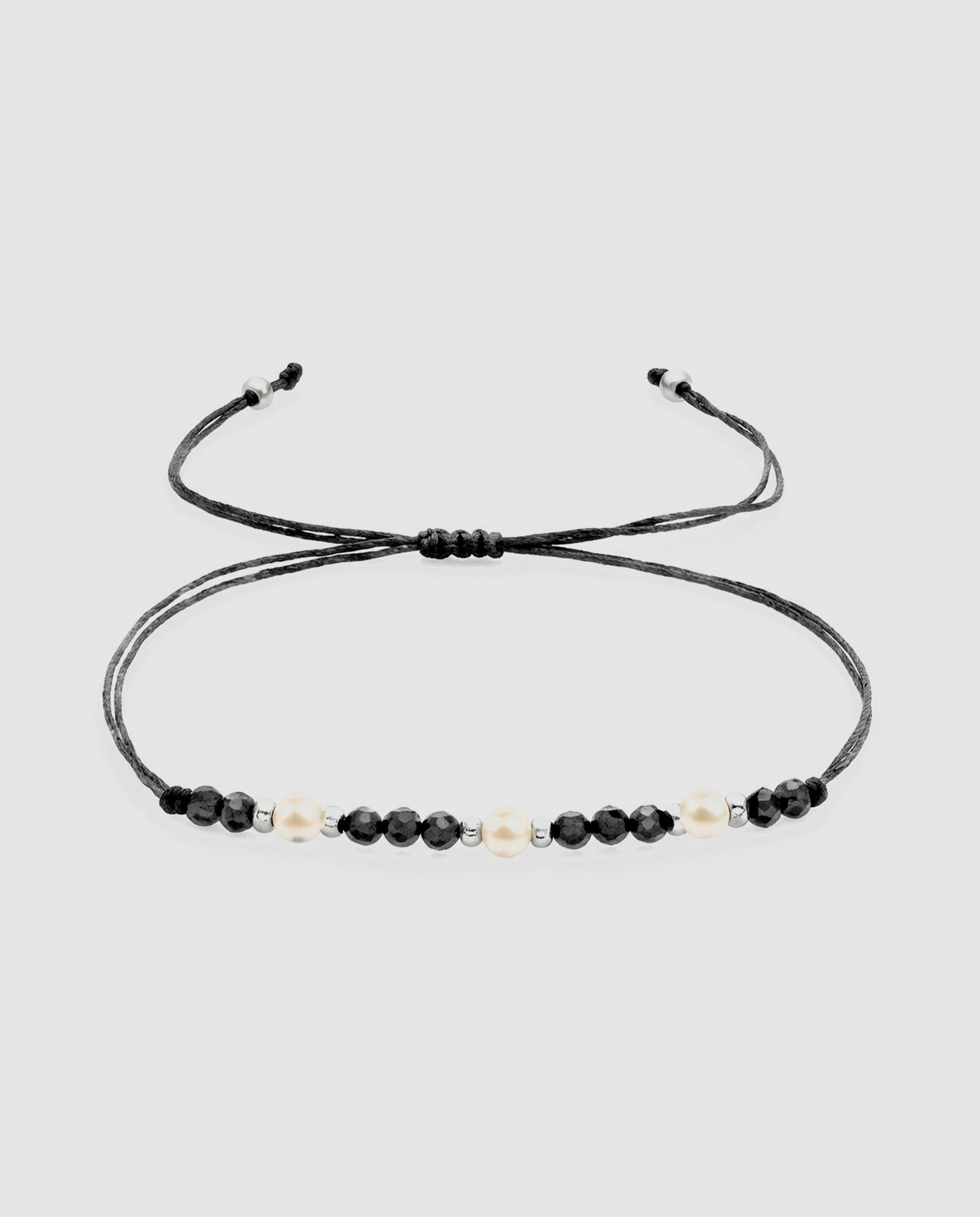 Imagem 0 de Pulseira de Cordão e Fio Shysal de Pérola Branca com Acabamento em Ródio