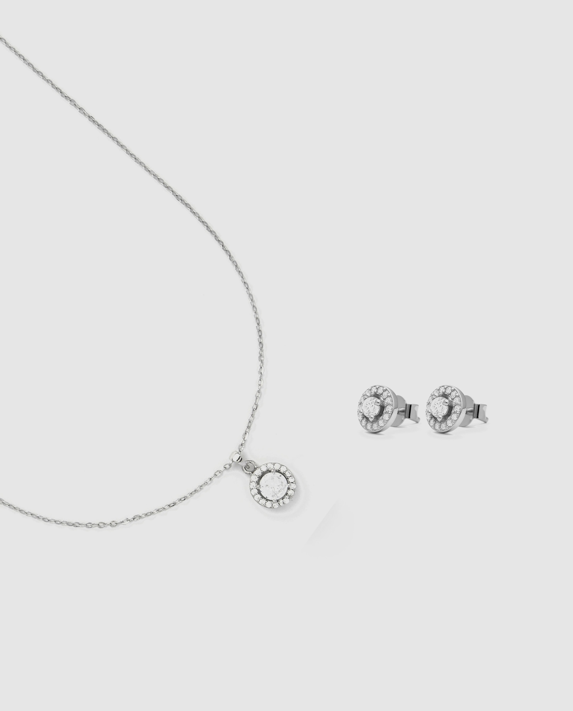 Set Enamorados de Prata de Lei 925 com Acabamento em Ródio e Zirconita Brilhante Prata-1