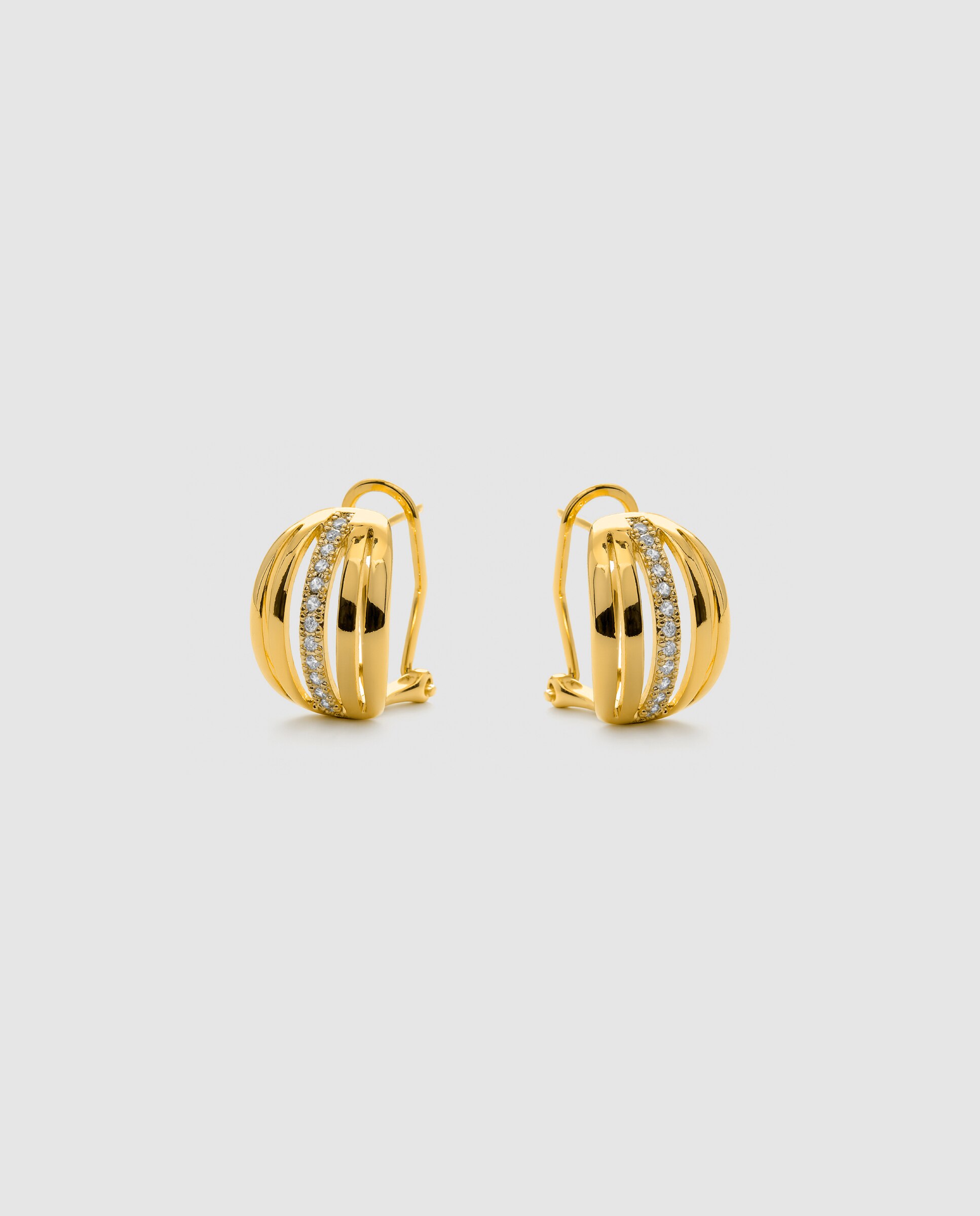 Brincos Basic com Zirconita Brilhante Acabados em Ouro Amarelo de 18k Dourado-2