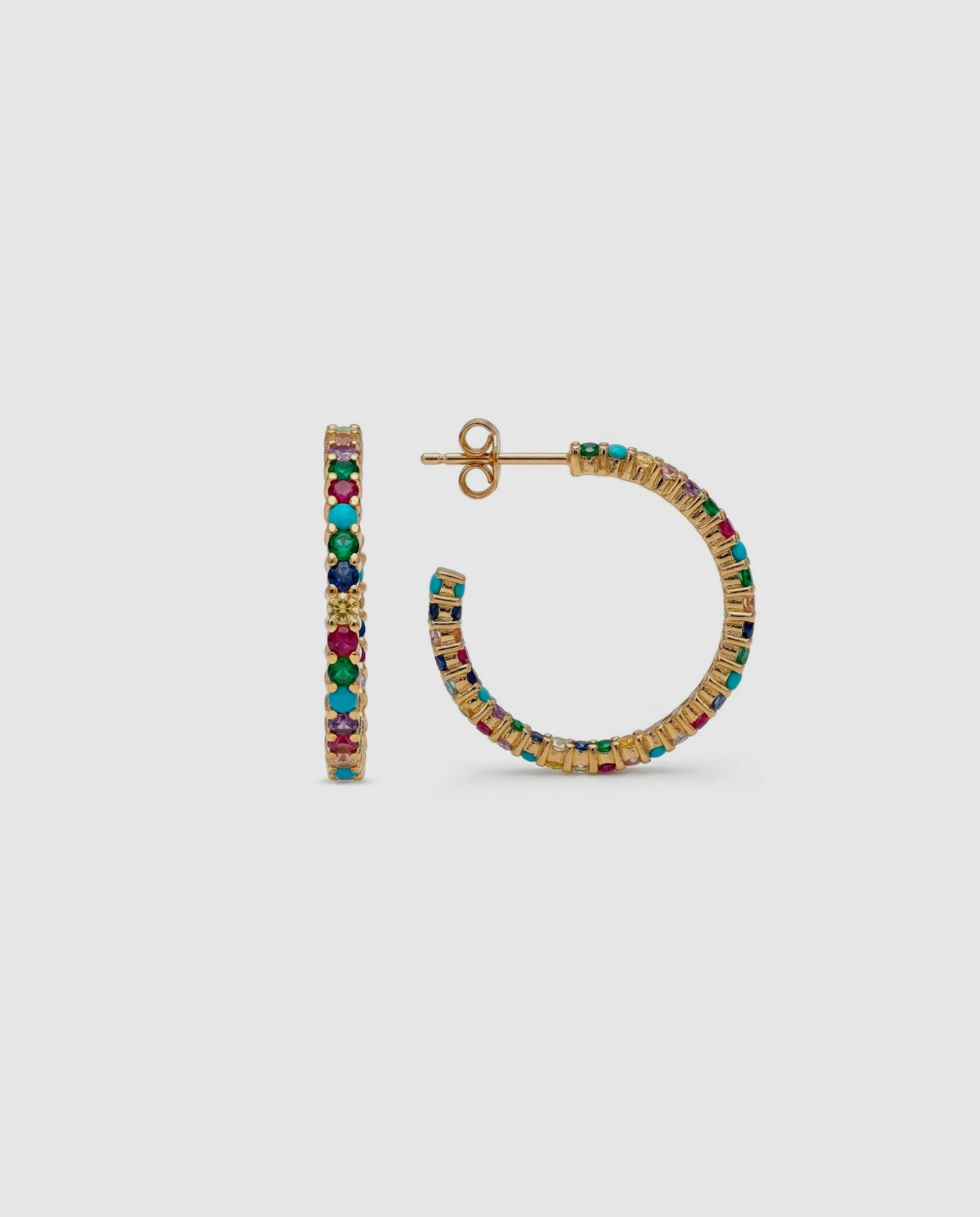 Imagem 0 de Brincos África com Acabamentos em Ouro Amarelo de 18 Quilates com Zirconita Multicolor