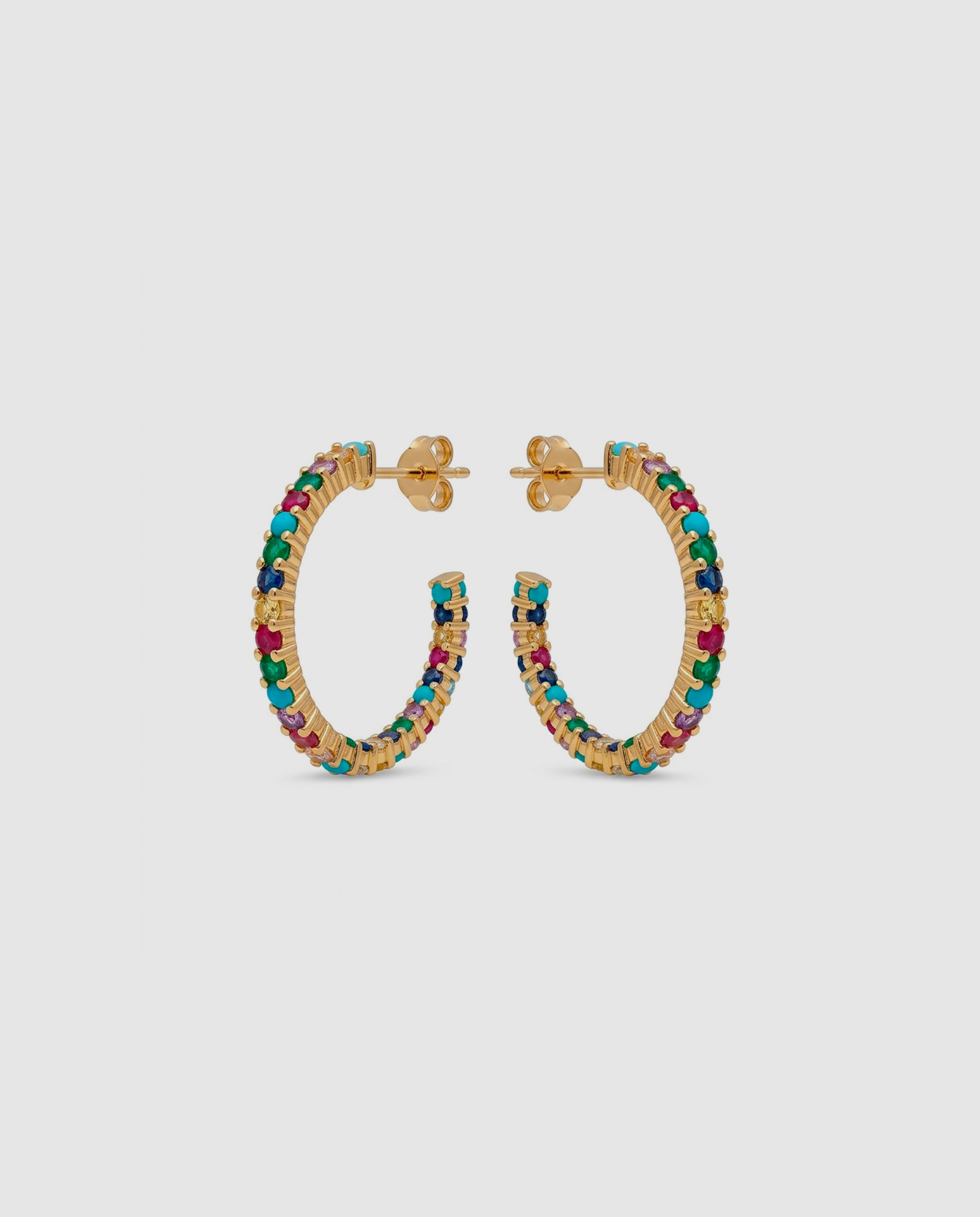 Brincos África com Acabamento em Ouro Amarelo de 18 Quilates com Zircónias Multicolor Multicolor-2