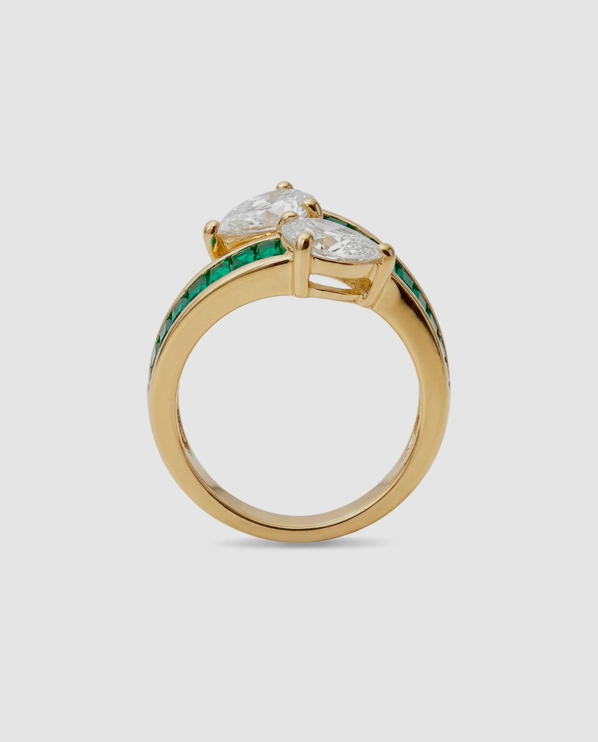 Anel África Acabado em Ouro Amarelo de 18 Quilates com Zirconita Esmeralda Verde-4