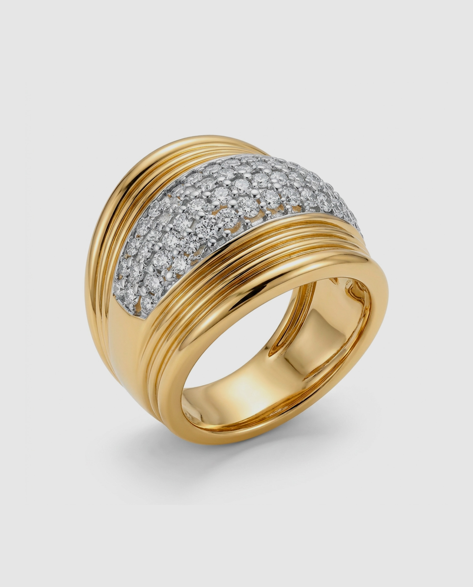 Imagem 0 de Anel África Acabado em Ouro Amarelo de 18 Quilates com Zirconita Brilhante