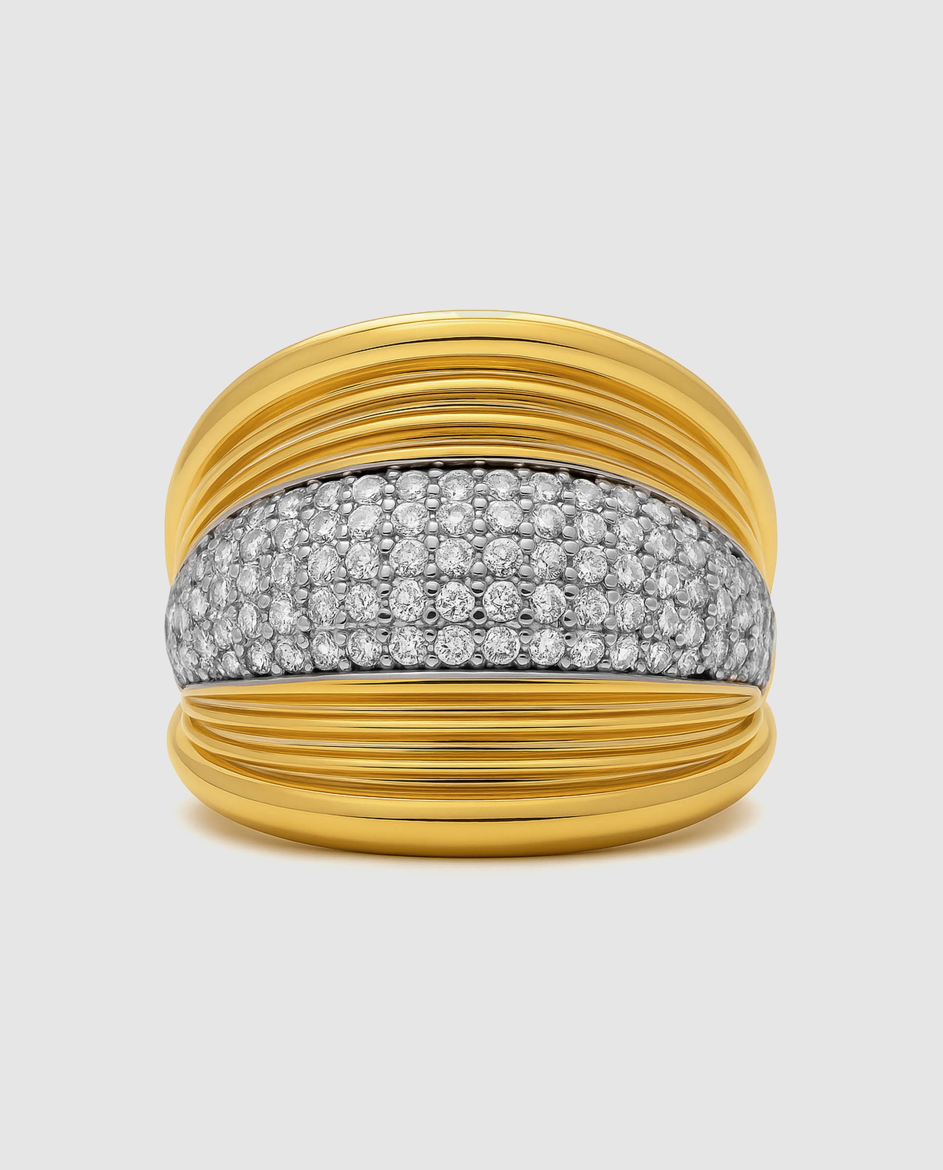 Anel África Acabado em Ouro Amarelo de 18 Quilates com Zirconita Brilhante Dourado-3