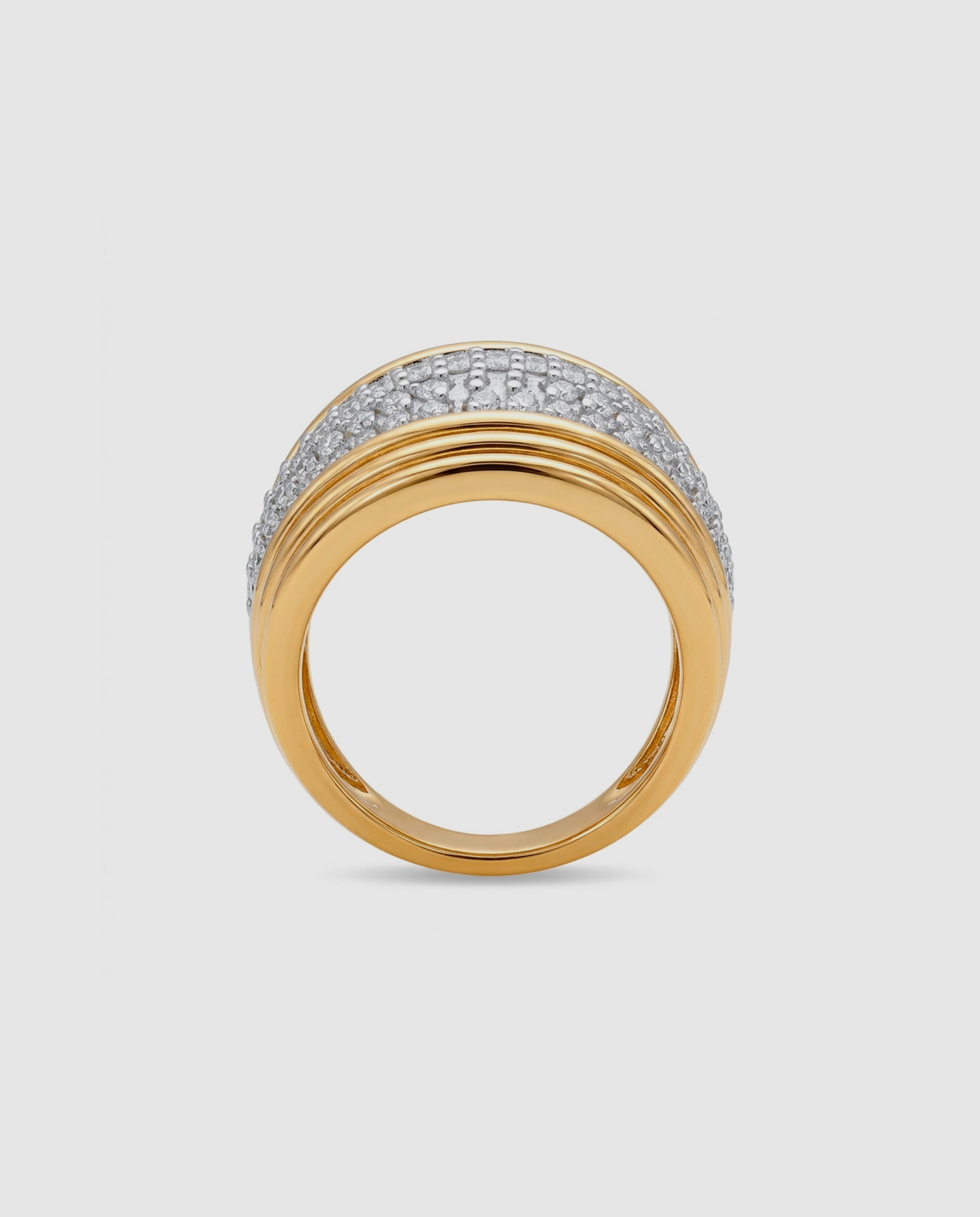 Anel África Acabado em Ouro Amarelo de 18 Quilates com Zirconita Brilhante Dourado-4
