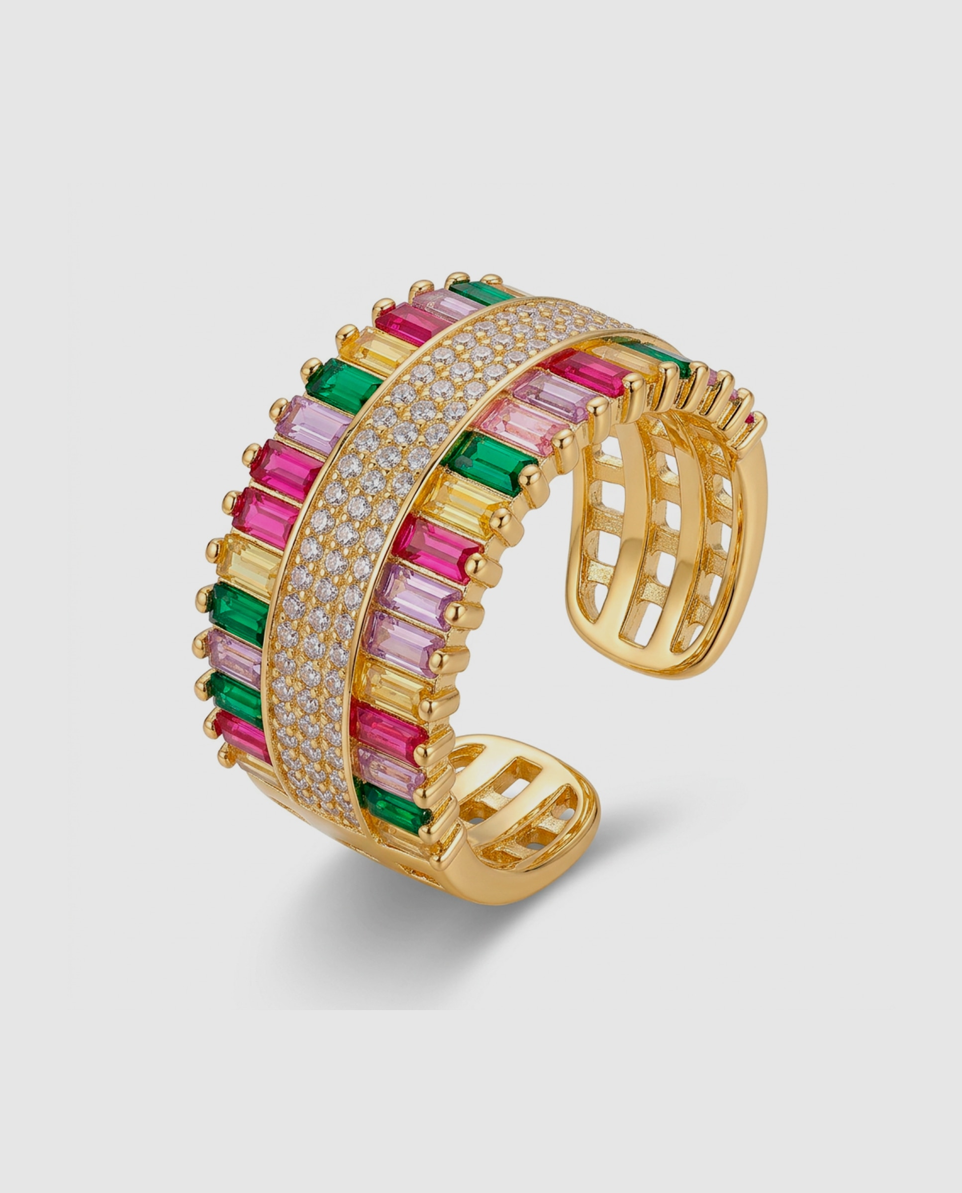 Anel África com Acabamento em Ouro Amarelo de 18 Quilates e Zirconita Multicolor Multicolor-1