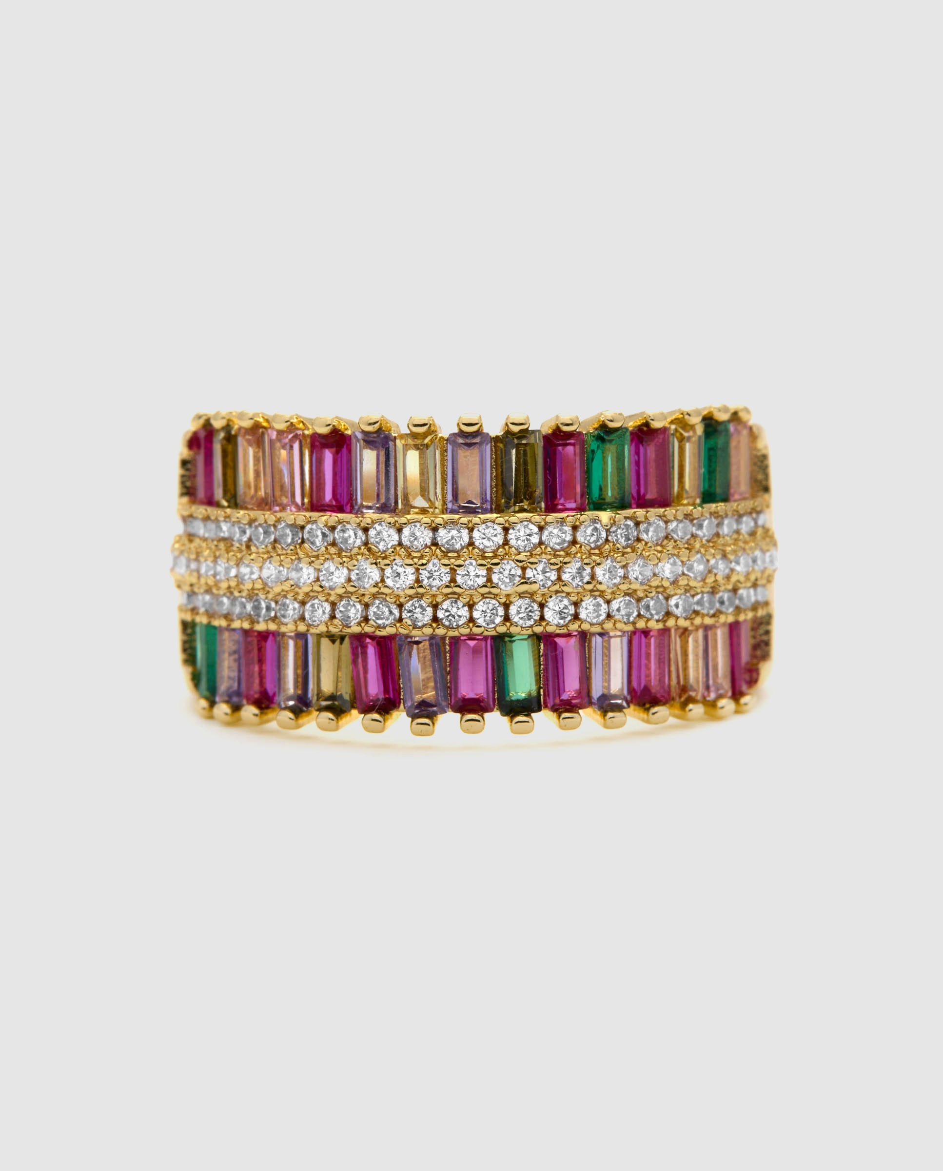 Anel África com Acabamento em Ouro Amarelo de 18 Quilates e Zirconita Multicolor Multicolor-3